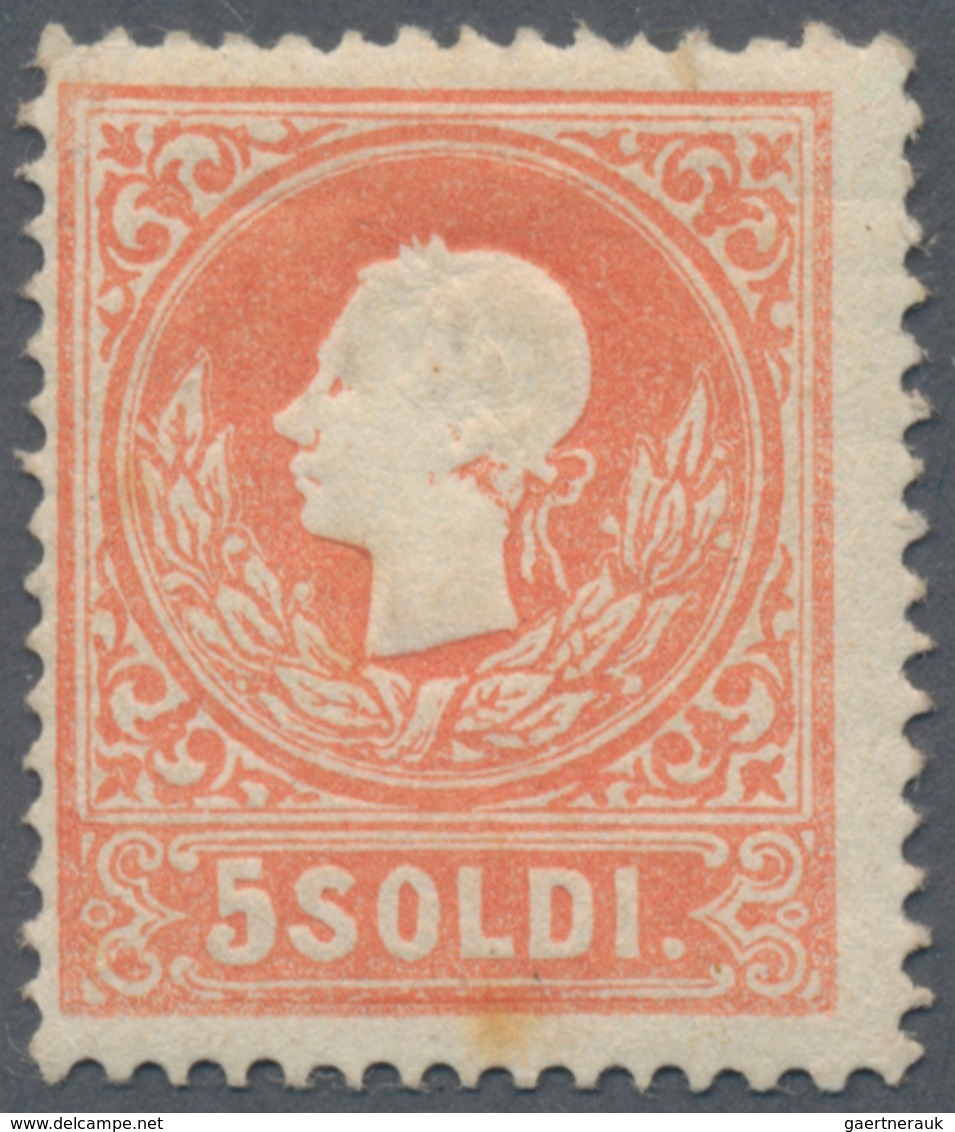 Österreich - Lombardei Und Venetien: 1858, 5 So. Rot, Type I, Farbfrisches Exemplar In Guter Zähnung - Lombardo-Venetien