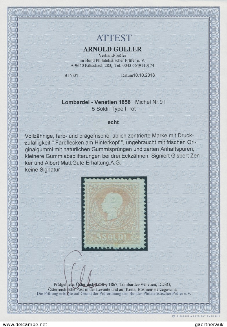 Österreich - Lombardei Und Venetien: 1858, 5 So. Rot, Type I, Farbfrisches Exemplar In Guter Zähnung - Lombardije-Venetië