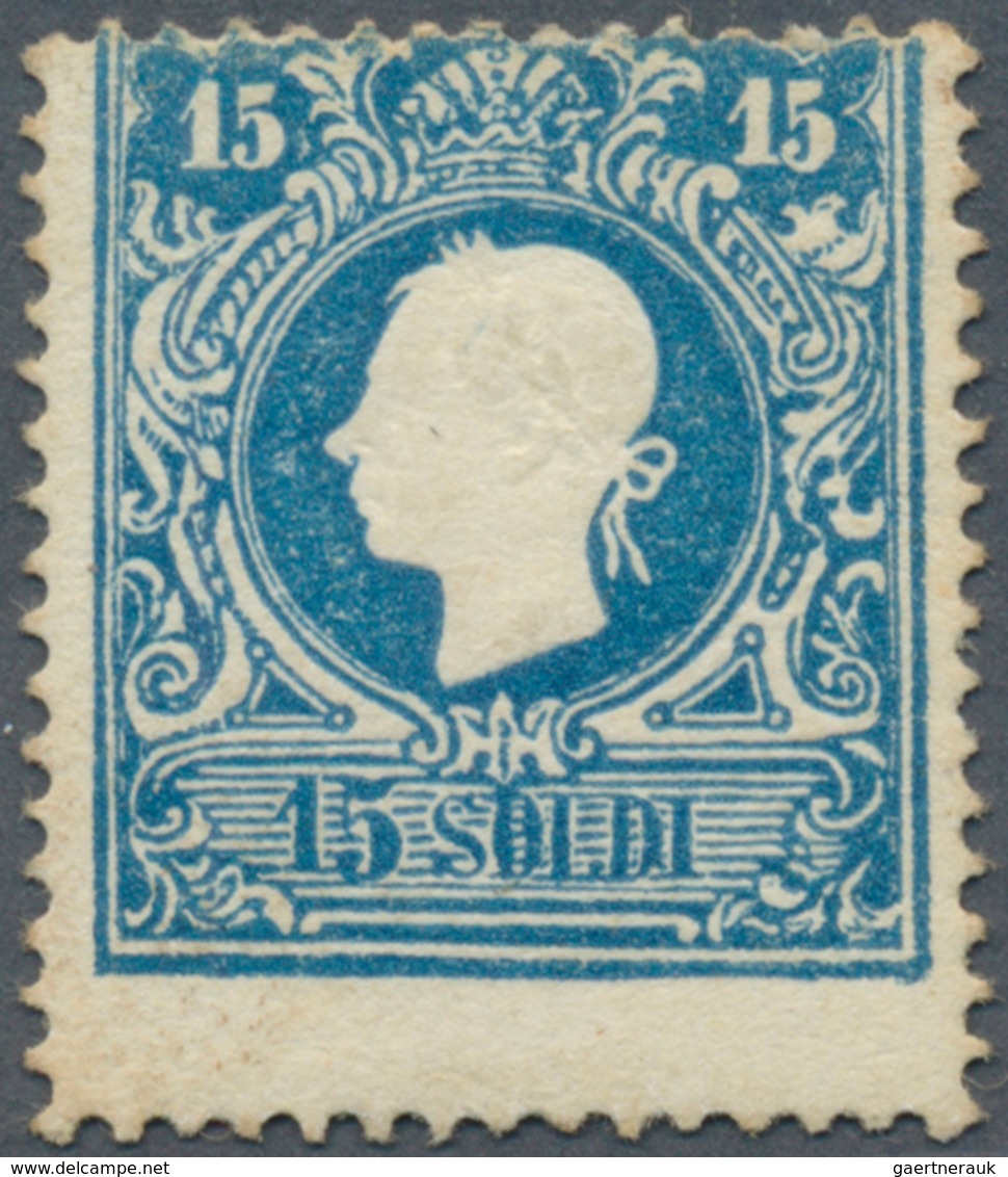 Österreich - Lombardei Und Venetien: 1859, 15 So. Blau, Type II, Farbfrisches Exemplar In Guter Zähn - Lombardo-Venetien