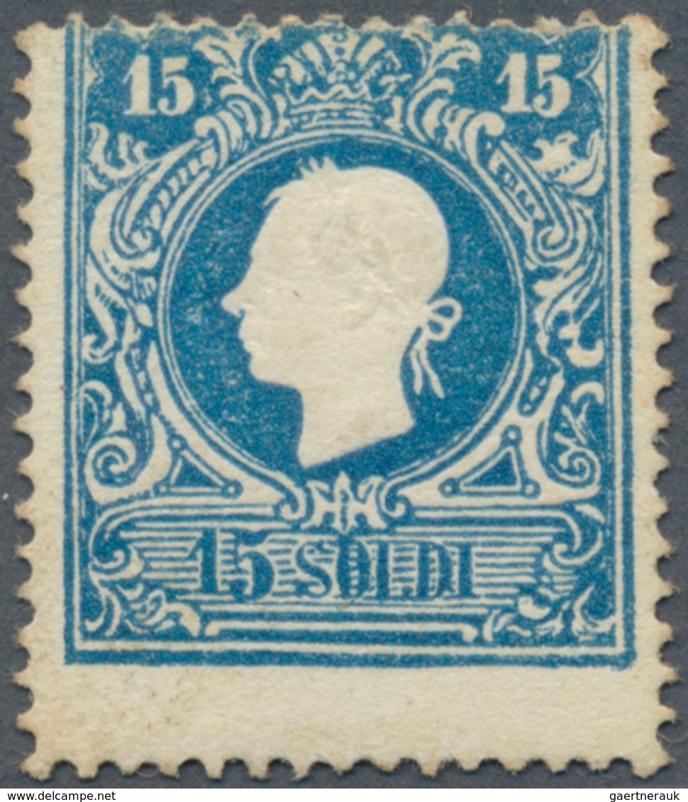 Österreich - Lombardei Und Venetien: 1859, 15 So. Blau, Type II, Farbfrisches Exemplar In Guter Zähn - Lombardy-Venetia