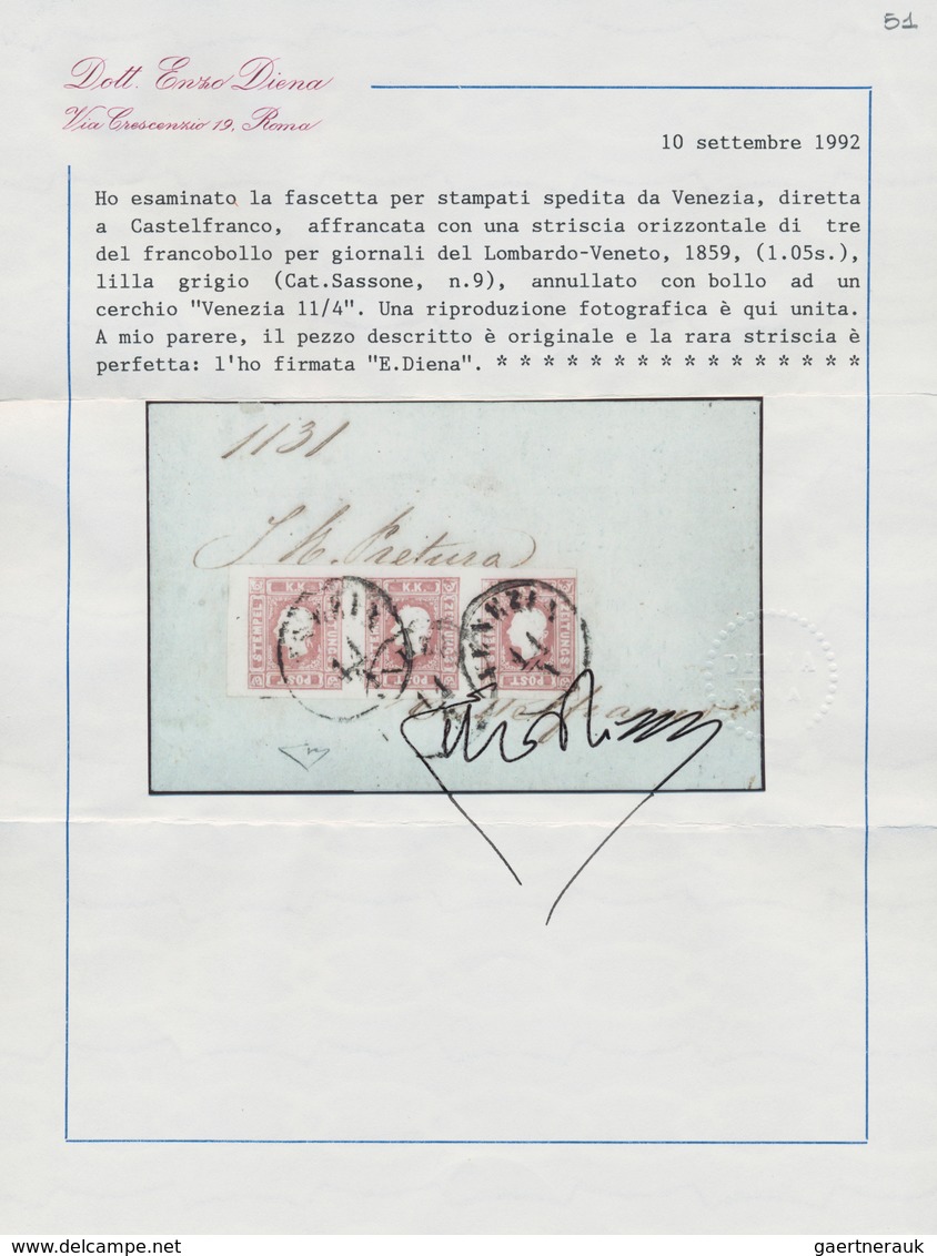 Österreich - Lombardei Und Venetien - Zeitungsmarken: 1858, Zeitungsmarke 1,05 Kr. Im Waagrechter Dr - Lombardije-Venetië