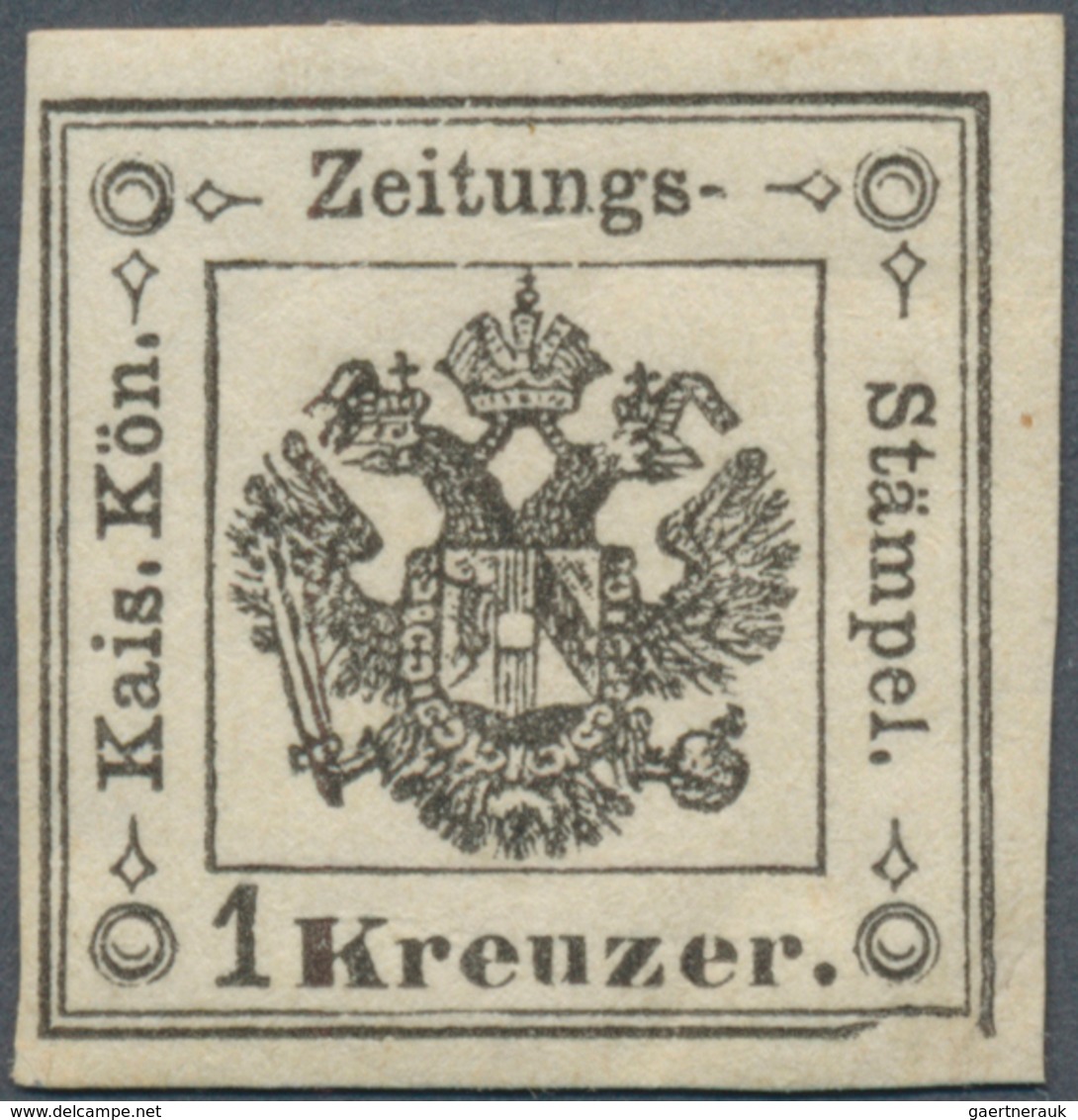 Österreich - Lombardei Und Venetien - Zeitungsstempelmarken: 1859, 1 Kr. Schwarz, Farbfrisch Und All - Lombardije-Venetië