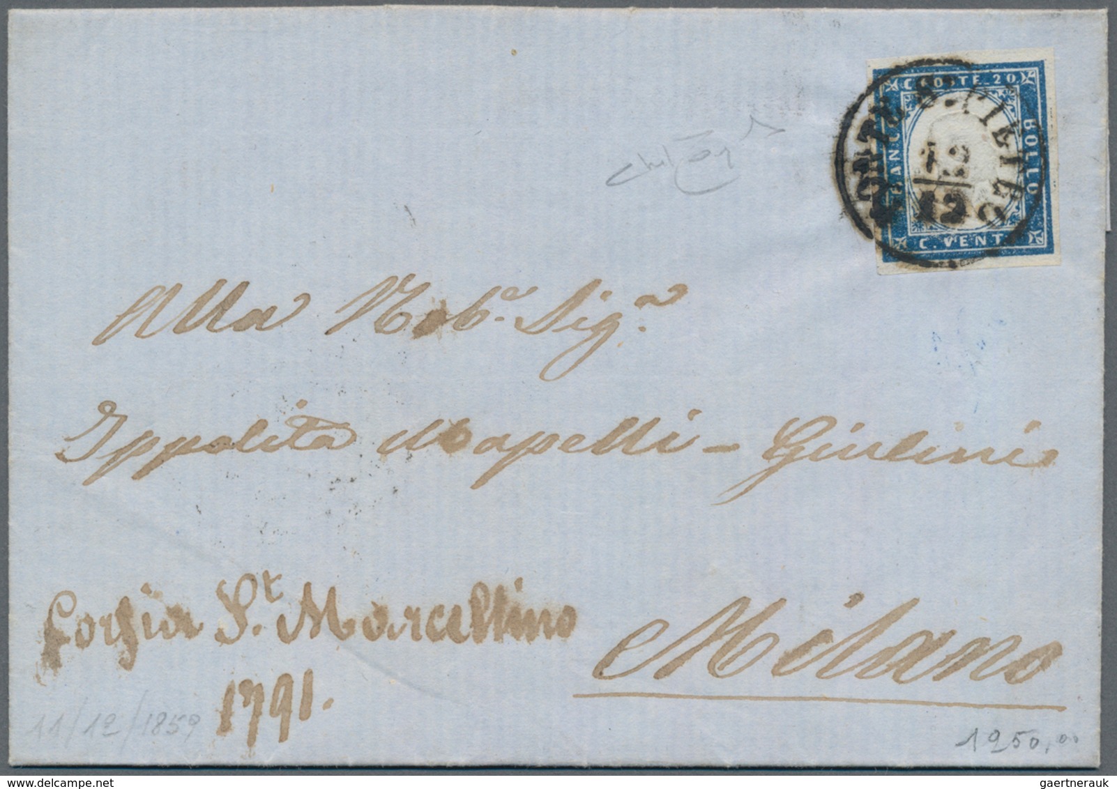 Österreich - Lombardei Und Venetien - Stempel: 1859. Seltener österreichischer K1 "PONTE S. PIETRO" - Lombardije-Venetië