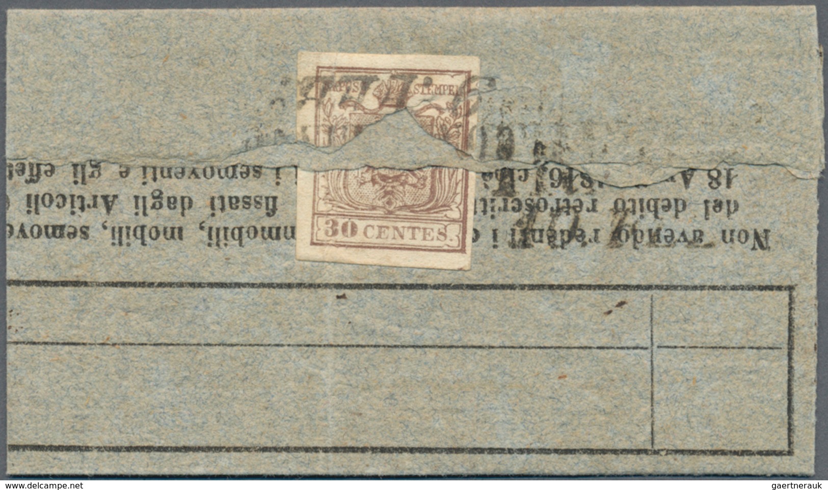 Österreich - Lombardei Und Venetien - Stempel: 1857. Rare Frammed "RACOMMANDATA" (Sassone "R1") On L - Lombardo-Venetien