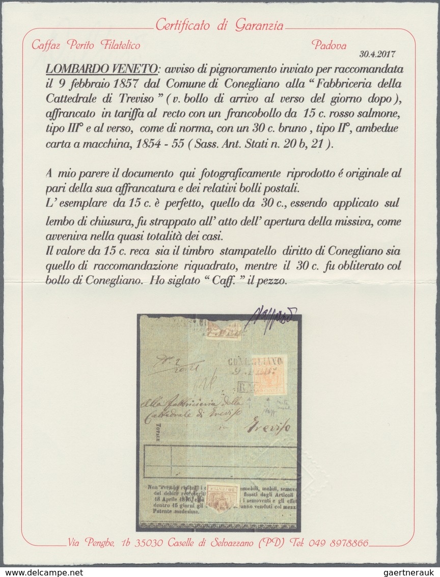 Österreich - Lombardei Und Venetien - Stempel: 1857. Rare Frammed "RACOMMANDATA" (Sassone "R1") On L - Lombardije-Venetië