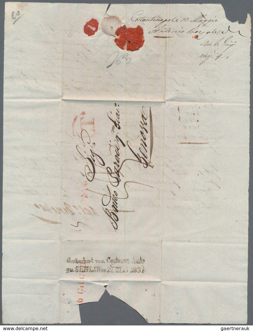 Österreichische Post In Der Levante: 1832, Faltbrief Mit Seltenem L2 "Geräuchert Vom Contunam Amte Z - Levante-Marken
