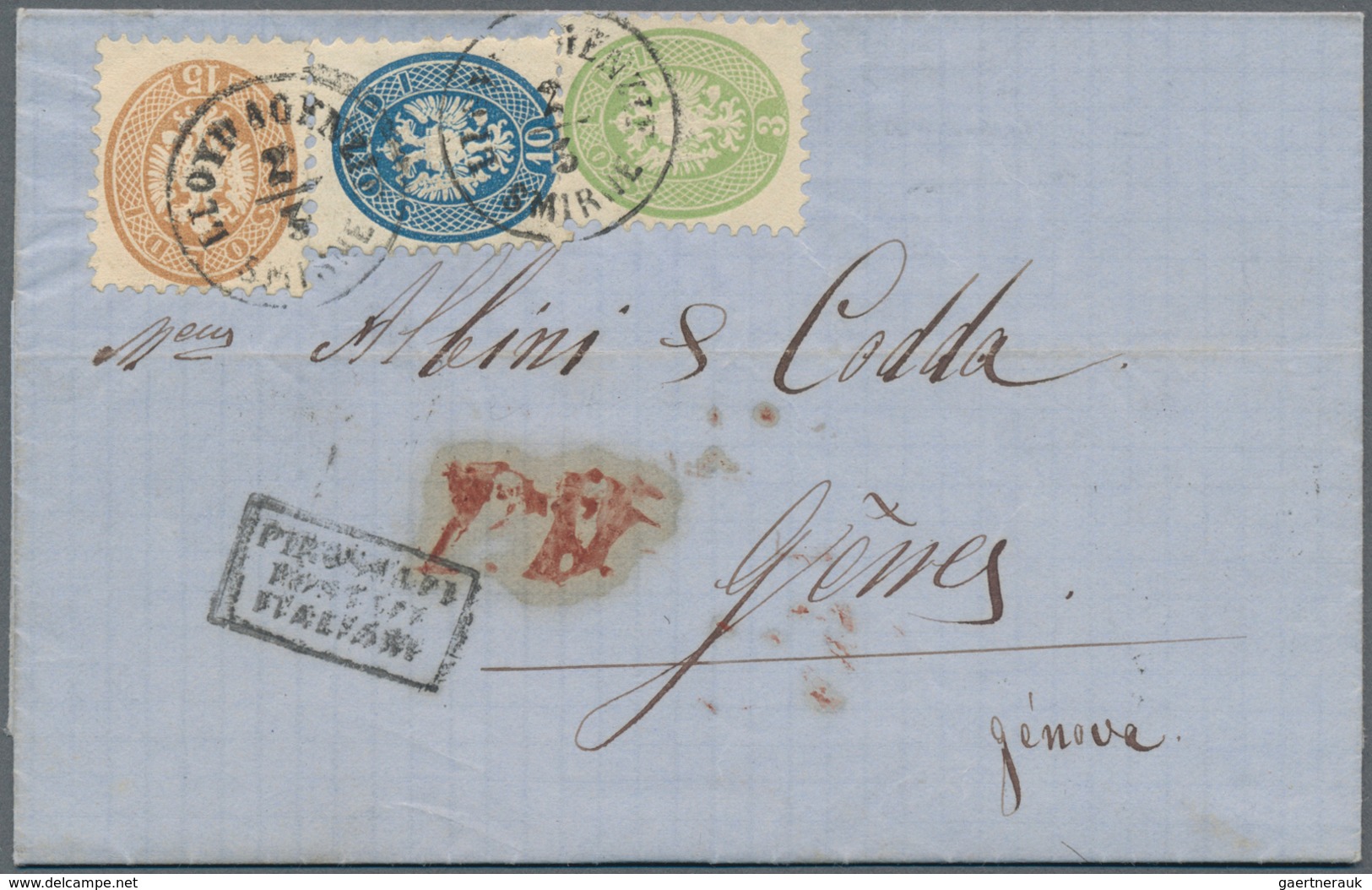 Österreichische Post In Der Levante: 1864, 3 So Grün, 10 So Blau Und 15 So Braun, Alle Weit Gezähnt, - Eastern Austria