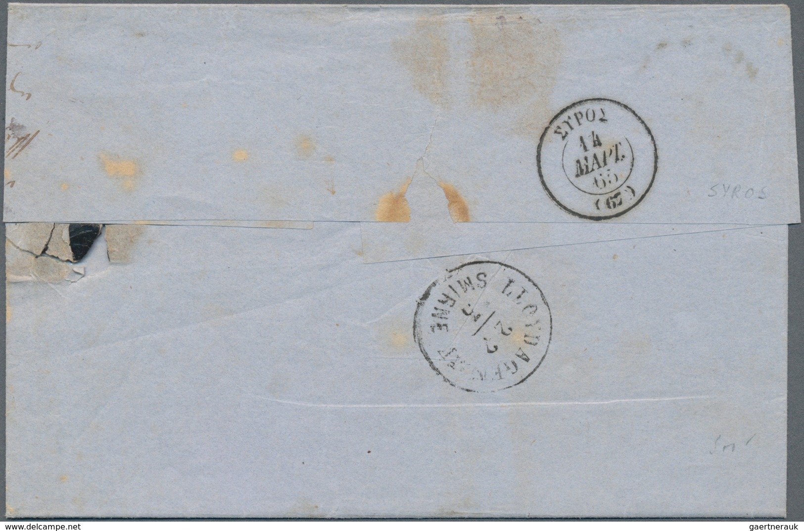 Österreichische Post In Der Levante: 1864, 10 So Blau 'Doppeladler', Gez. 9 1/2, Entwertet Mit Einkr - Oostenrijkse Levant
