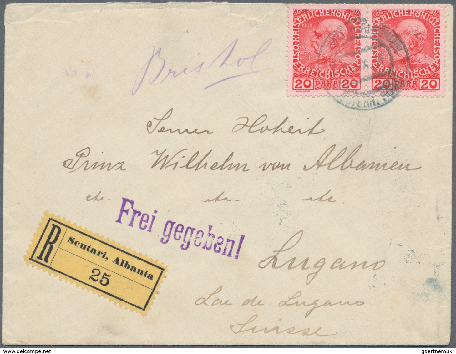 Österreichische Post In Der Levante: 1914, 4 X 20 Pa Rot Auf Rosa, Paarweise Vorder- Und Rückseitig - Oostenrijkse Levant