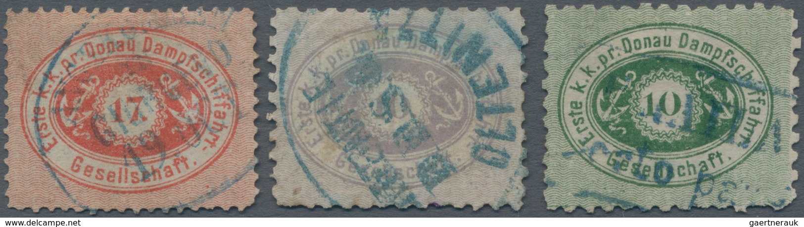 Österreich - Donau-Dampfschifffahrtsgesellschaft: 1866/1868, Partie Mit 3 Marken U. Einem Brief, Dab - Sonstige & Ohne Zuordnung