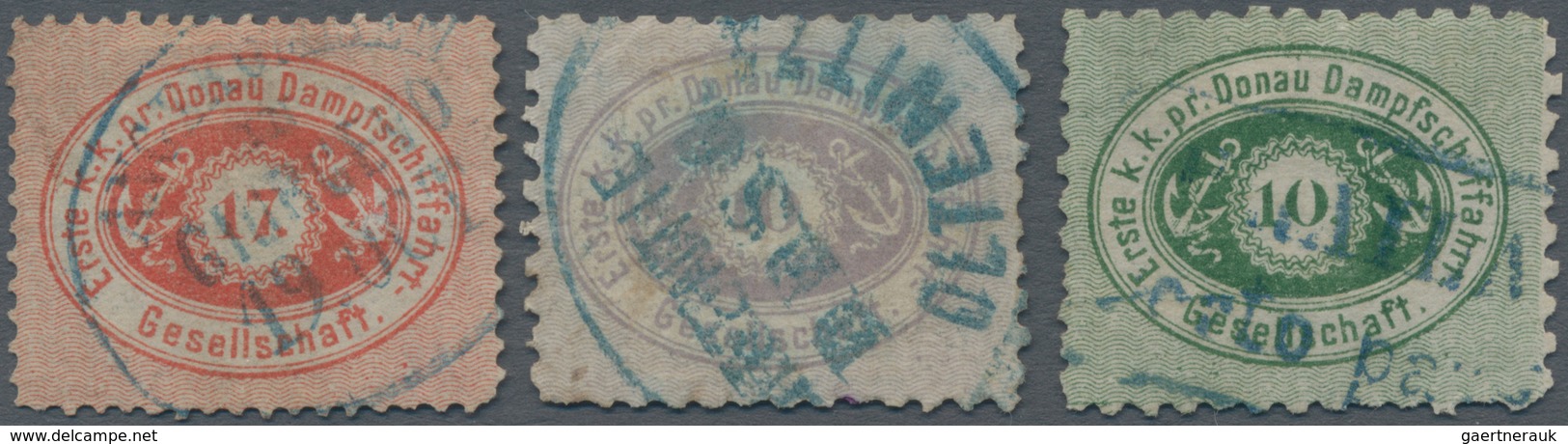 Österreich - Donau-Dampfschifffahrtsgesellschaft: 1866/1868, Partie Mit 3 Marken U. Einem Brief, Dab - Other & Unclassified