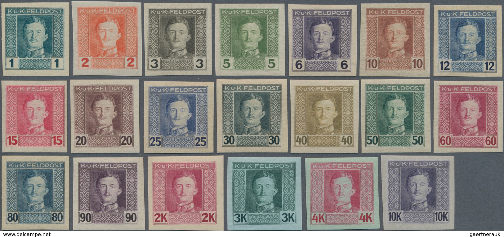 Österreichisch-Ungarische Feldpost - Allgemeine Ausgabe: 1917/1918, Freimarken Kaiser Karl, 1 H.-10 - Other & Unclassified