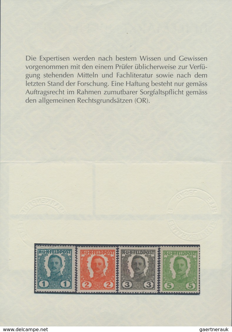 Österreichisch-Ungarische Feldpost - Allgemeine Ausgabe: 1918, 1 H Grün Bis 1 K Oliv Auf Grünlich Kp - Sonstige & Ohne Zuordnung
