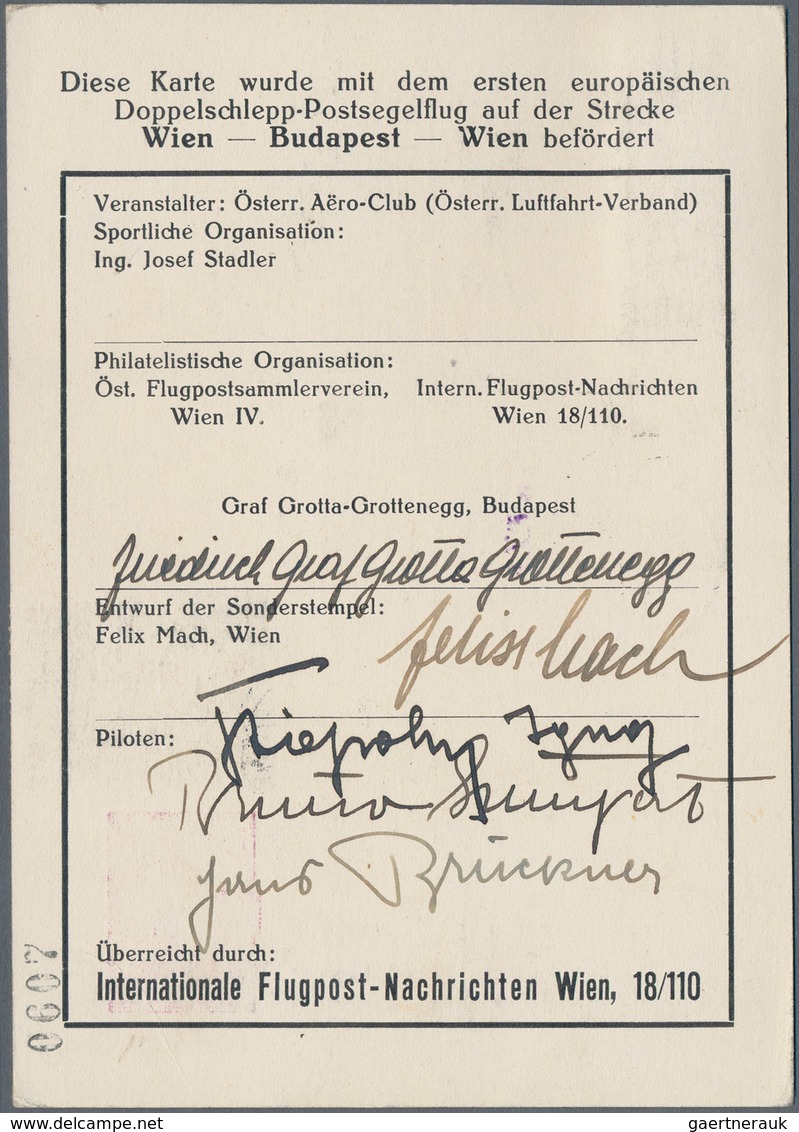 Österreich - Flugpost: 1936 (18.5.), Autogramm-Karte Mit Wertstempel 15 Gr. Pilotenkopf Sowie 60 Gr. - Autres & Non Classés