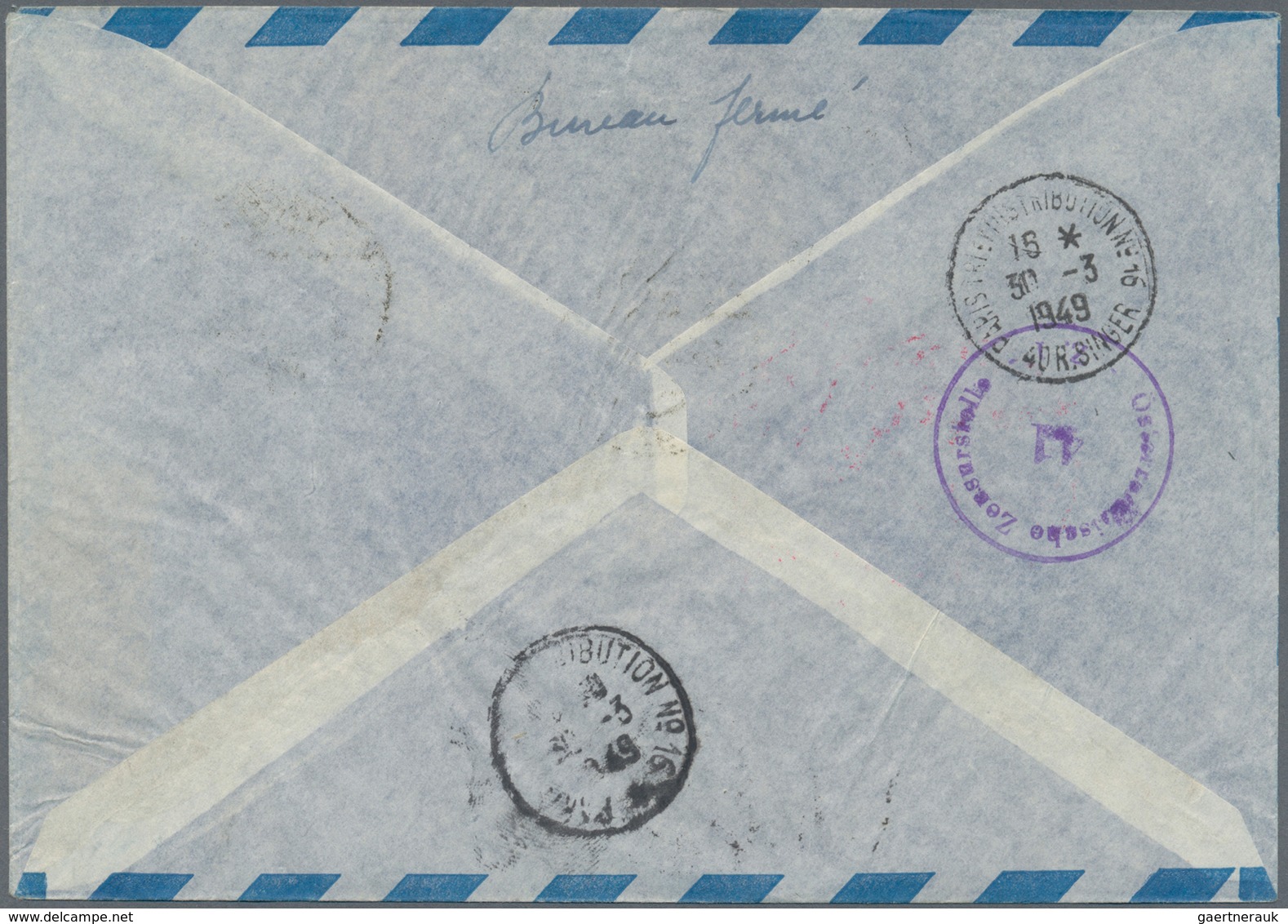 Österreich - Flugpost: 1949 (26.3.), Eingeschriebener Luftpost-Umschlag 1 S. Flugzeug Mit Blauem Zud - Sonstige & Ohne Zuordnung