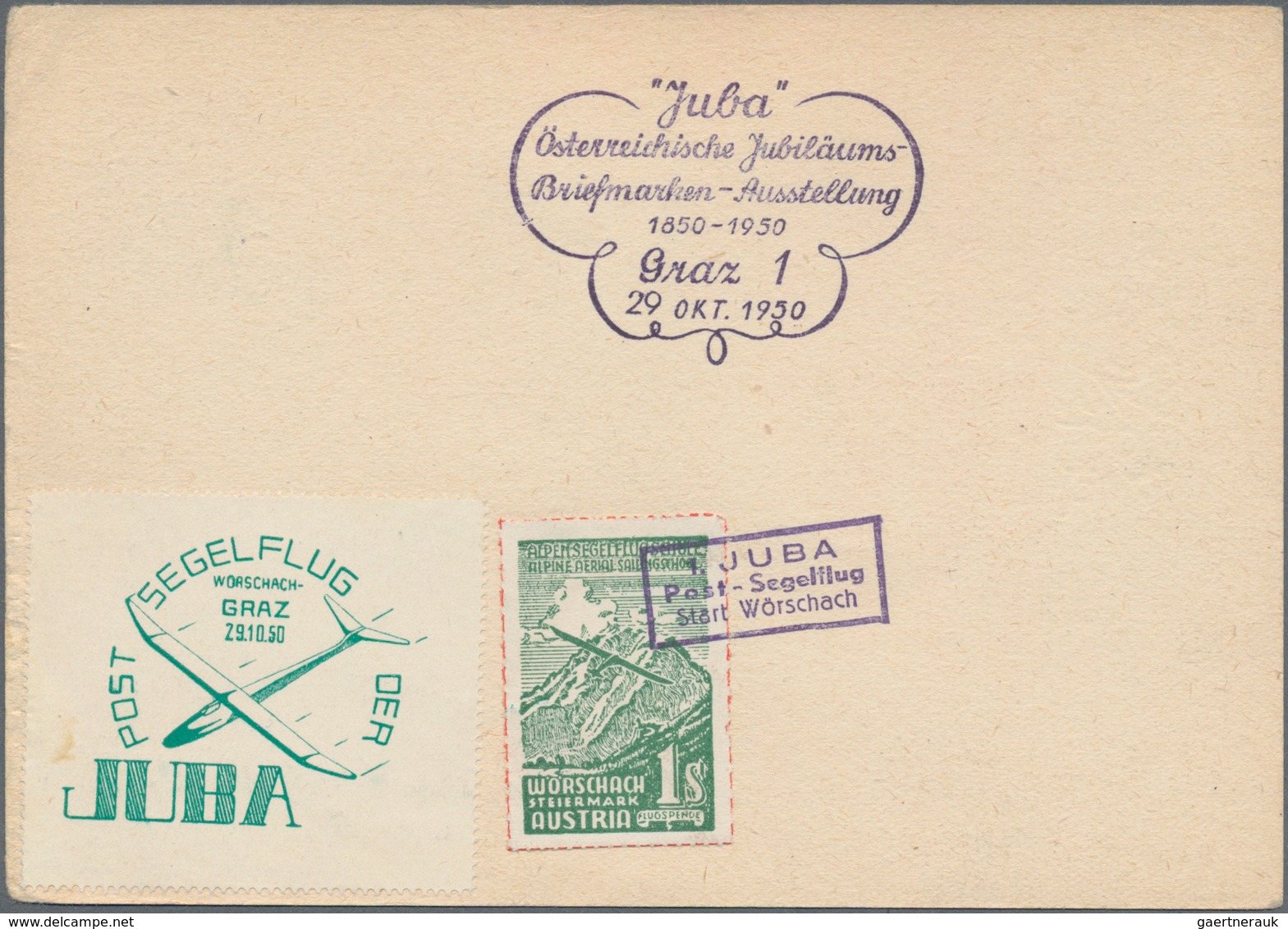 Österreich - Flugpost: 1950 (21.10.), Korrespondenzkarte Trachten 30 Gr. Violett Mit Privaten Zudruc - Andere & Zonder Classificatie