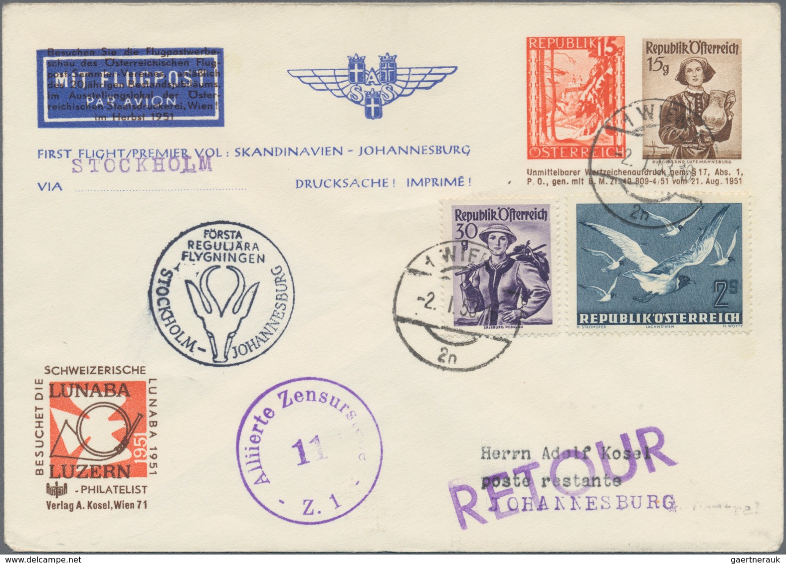 Österreich - Flugpost: 1953 (2.1.), Privat-GS-Umschlag Mit Zwei Wertstempeln 15 Gr. Landschaft + 15 - Other & Unclassified