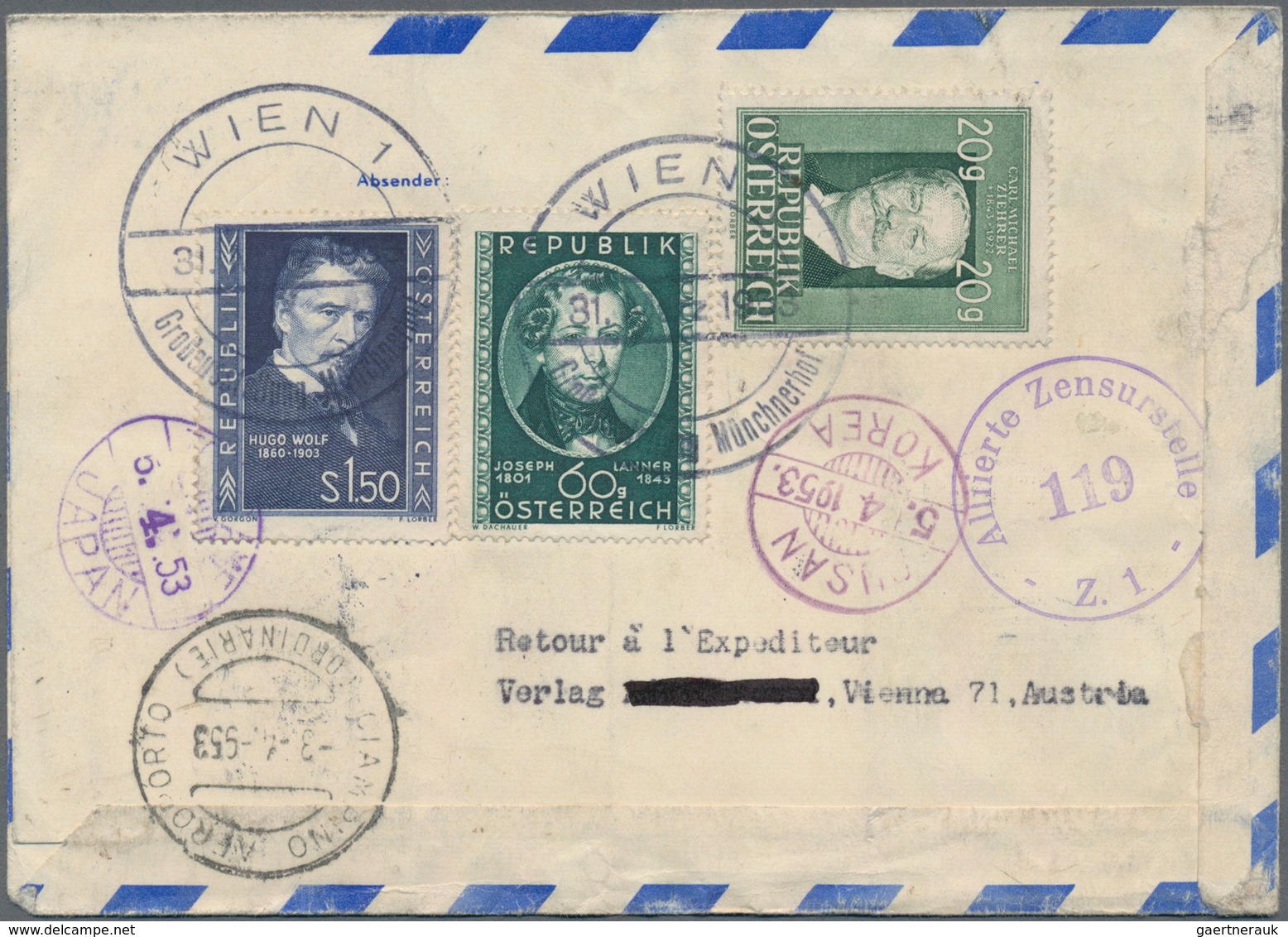 Österreich - Flugpost: 1953 (31.3.), Privat-Luftpost-Faltbrief Trachten 1 S. Blau Mit Zudruck 'VIA R - Andere & Zonder Classificatie