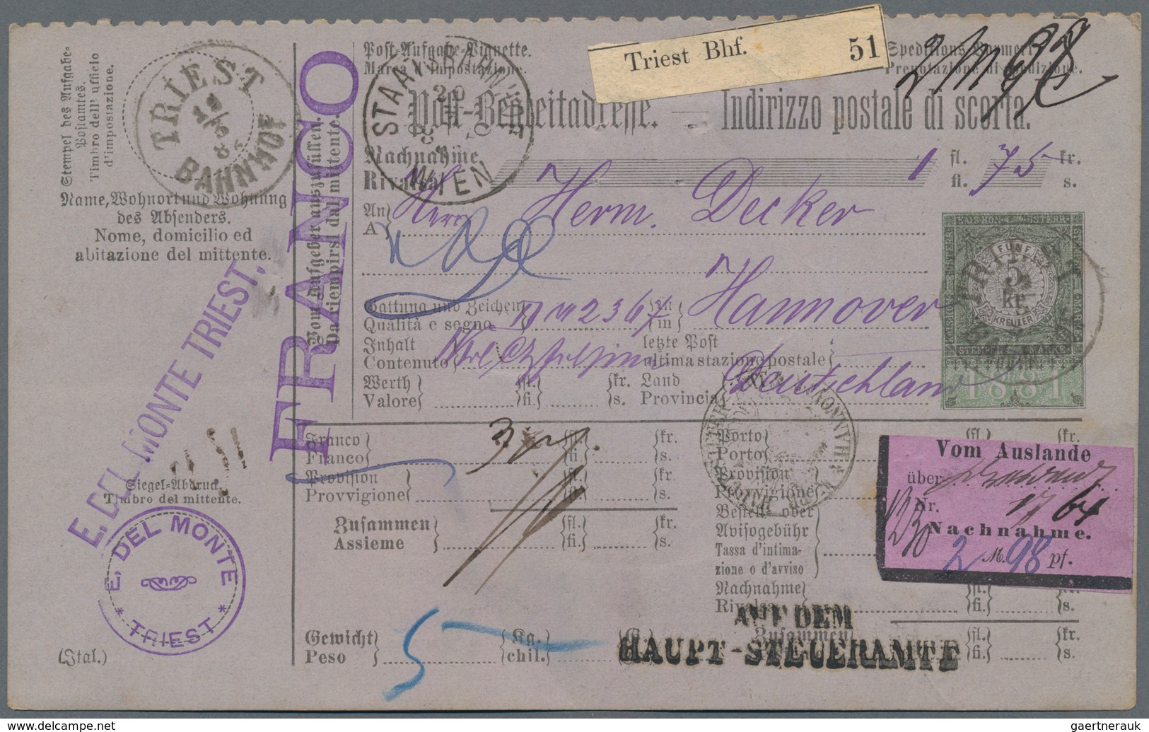 Österreich - Ganzsachen: 1882, Post-Begleitadresse Mit Wertstempel 5 Kreuzer Für Ein Nachnahme-Paket - Other & Unclassified