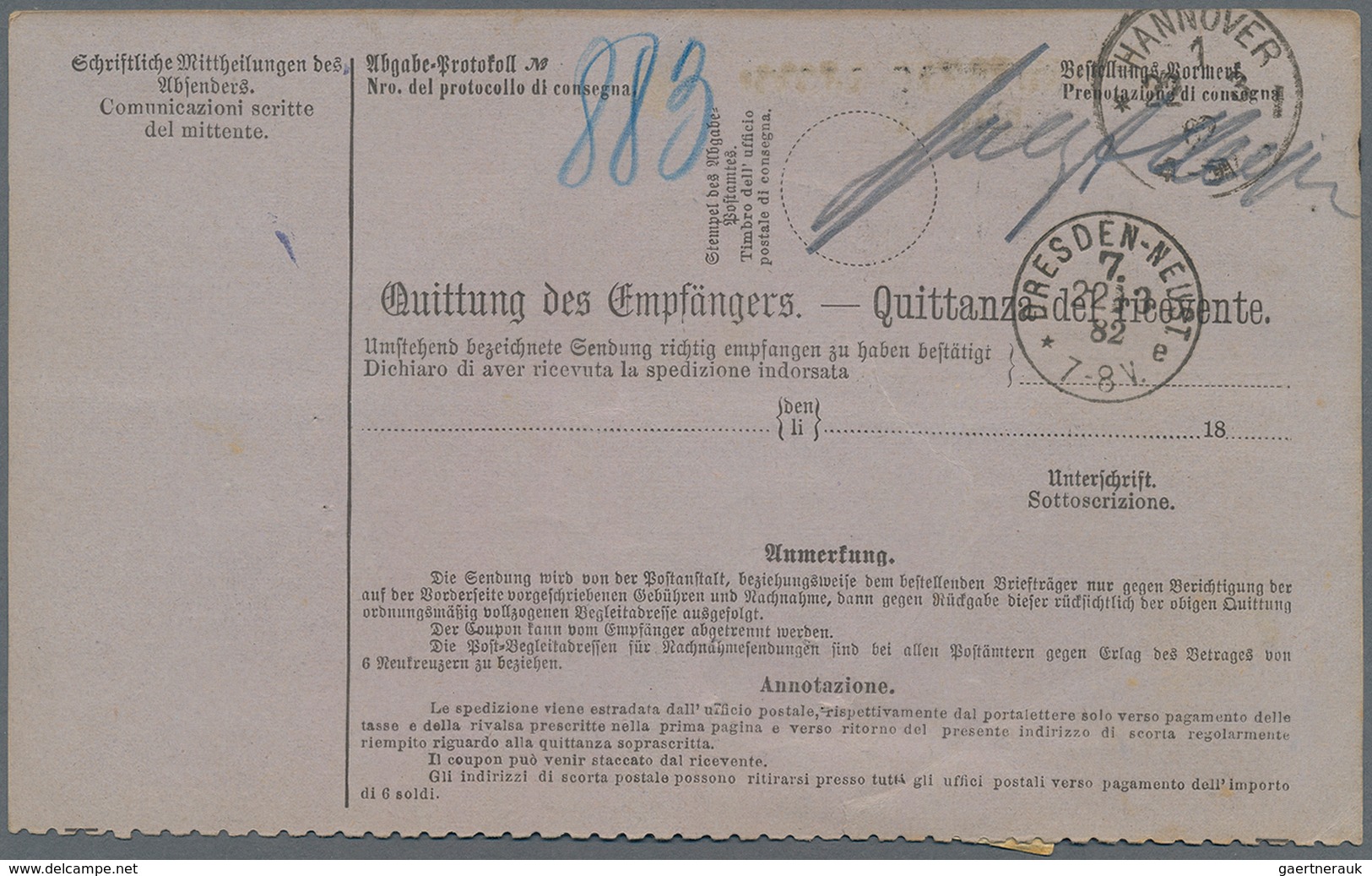 Österreich - Ganzsachen: 1882, Post-Begleitadresse Mit Wertstempel 5 Kreuzer Für Ein Nachnahme-Paket - Andere & Zonder Classificatie