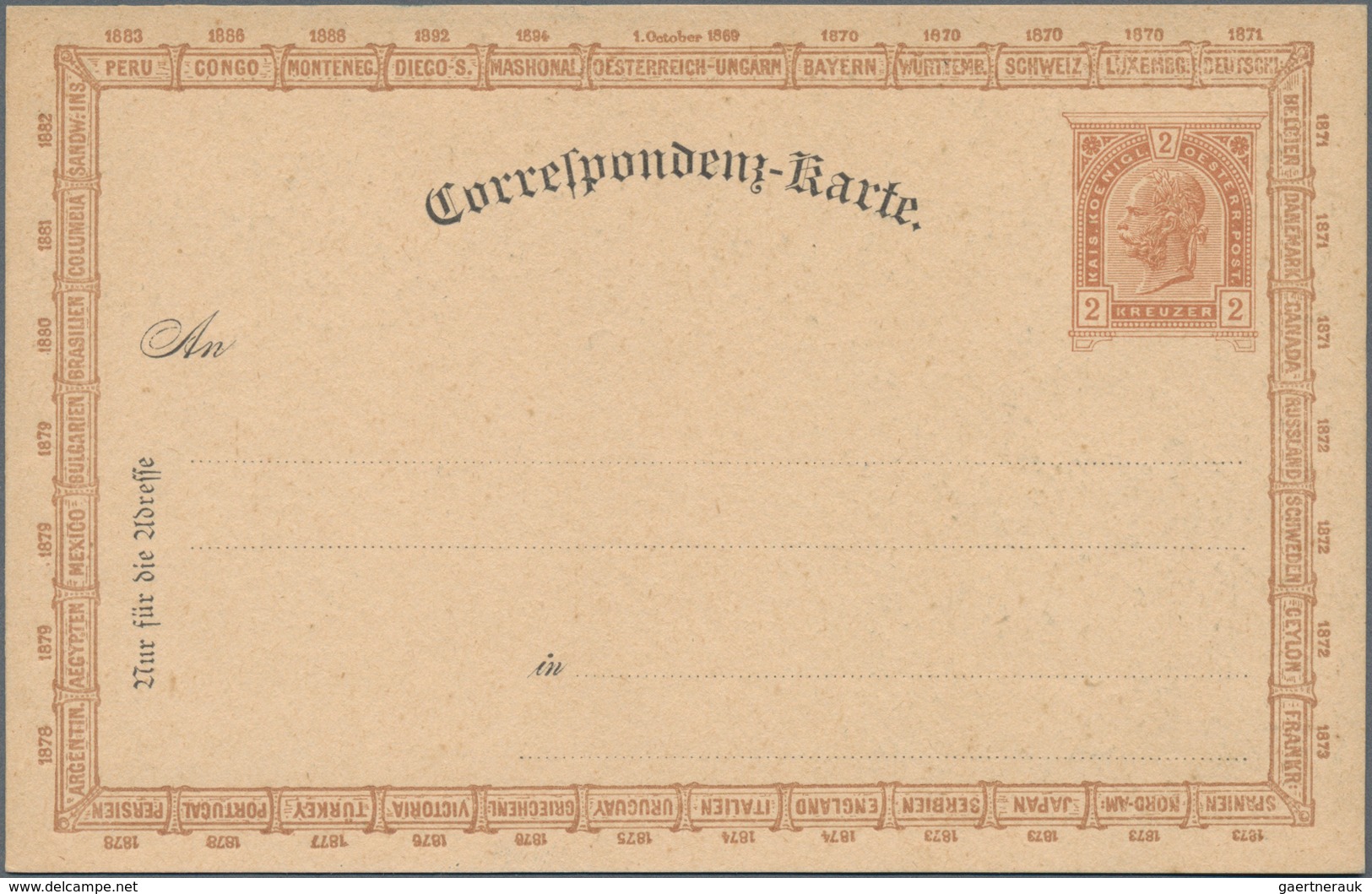 Österreich - Privatganzsachen: 1894. Jubiläums-Postkarte 2 Kr "Zur Erinnerung An Die Vor 25 Jahren V - Sonstige & Ohne Zuordnung