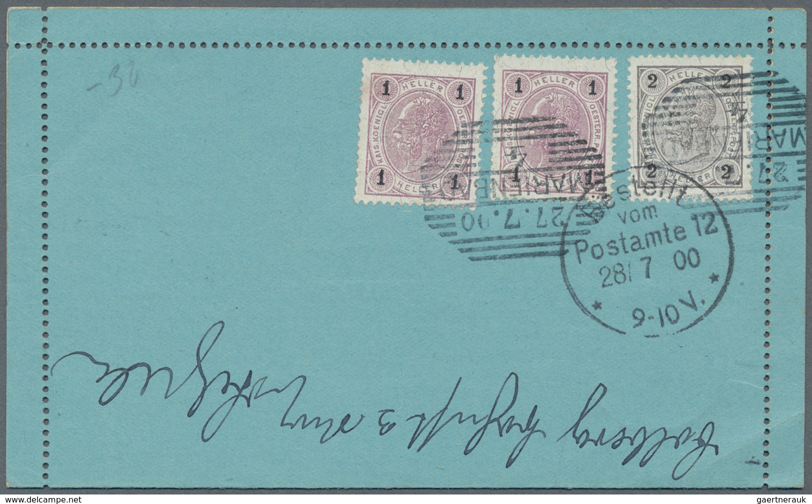 Österreich - Privatganzsachen: 1900 (27.7.), Kartenbrief Franz Joseph 6 H. Orange Auf Grünlichblauem - Sonstige & Ohne Zuordnung