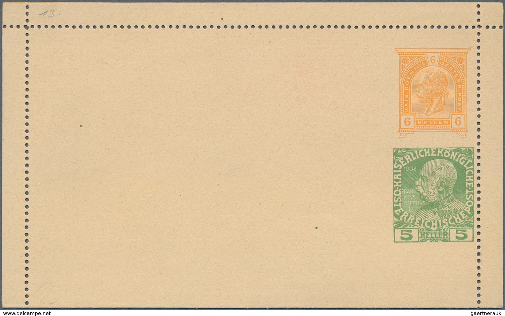 Österreich - Privatganzsachen: 1908 (ca.), Zwei Amtliche Kartenbriefe Mit Wertstempel Franz Joseph 6 - Autres & Non Classés