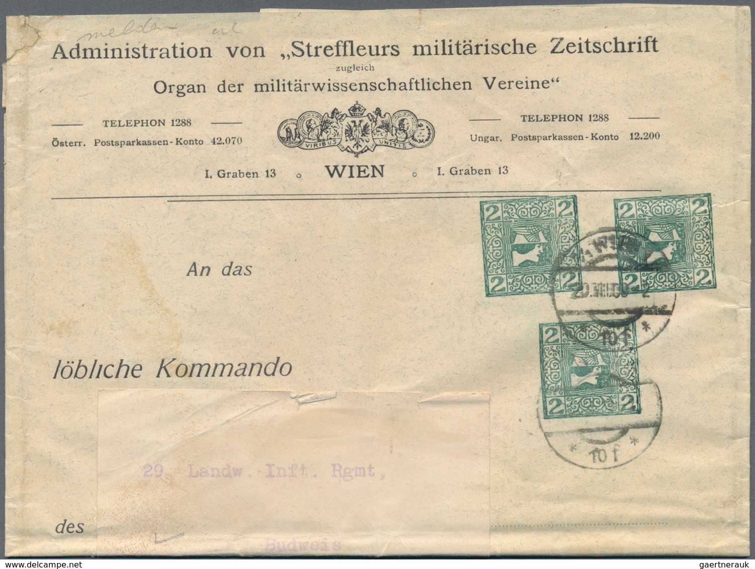 Österreich - Privatganzsachen: 1909/1910, Zwei Großformatige Streifbänder Der 'Administration Von St - Sonstige & Ohne Zuordnung