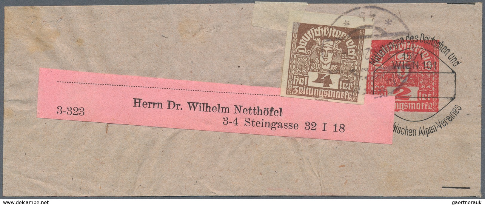 Österreich - Privatganzsachen: 1920, Zwei Streifbänder Mit Wertstempel 'Merkurkopf' 9 H. Gelbocker B - Sonstige & Ohne Zuordnung