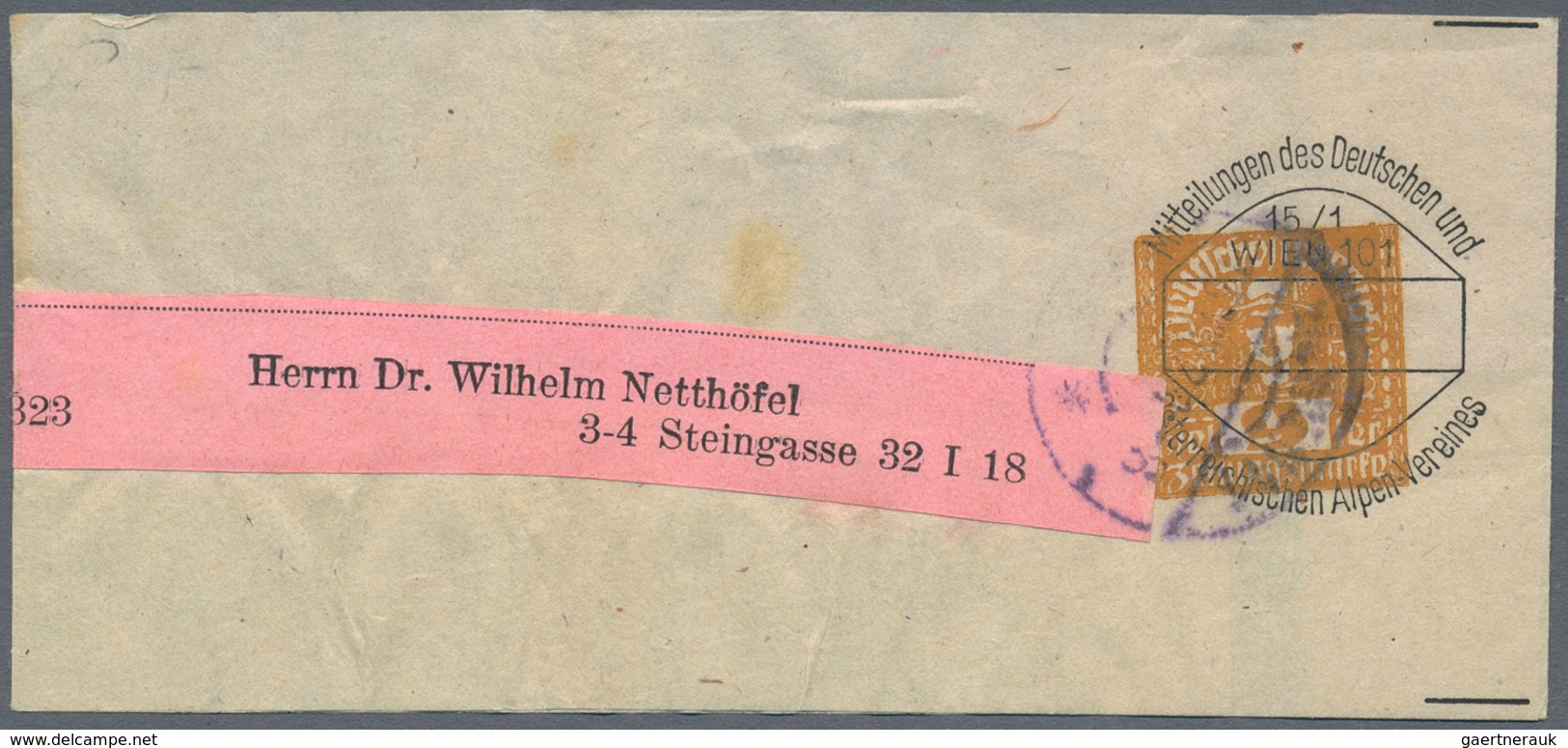 Österreich - Privatganzsachen: 1920, Zwei Streifbänder Mit Wertstempel 'Merkurkopf' 9 H. Gelbocker B - Sonstige & Ohne Zuordnung