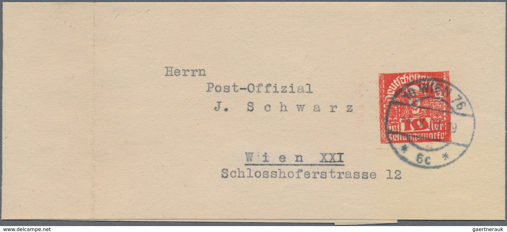 Österreich - Privatganzsachen: 1920/1923, Drei Streifbänder Mit Wertstempel 'Merkurkopf' 6 H. Grünbl - Sonstige & Ohne Zuordnung