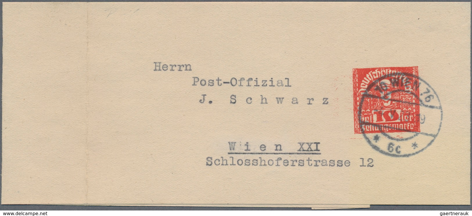 Österreich - Privatganzsachen: 1920/1923, Drei Streifbänder Mit Wertstempel 'Merkurkopf' 6 H. Grünbl - Other & Unclassified