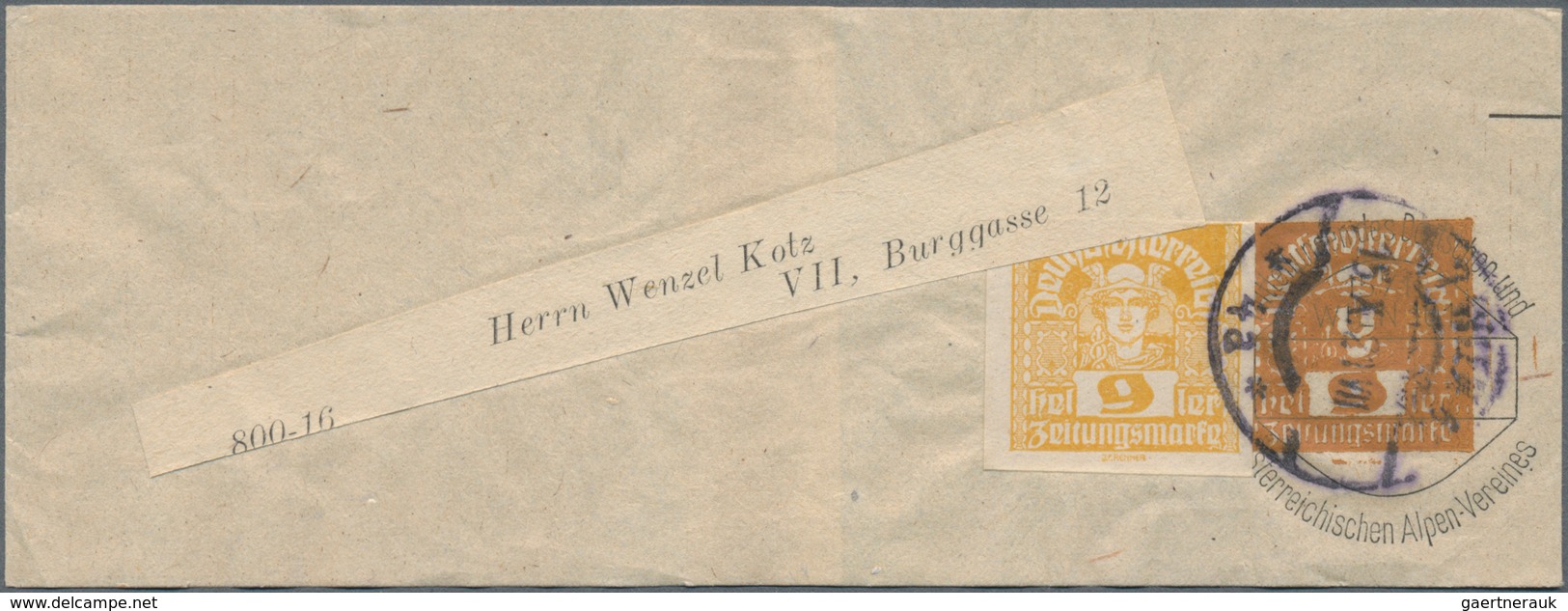 Österreich - Privatganzsachen: 1921 (26.2./15.10.), Zwei Streifbänder Mit Wertstempel 'Merkurkopf' 9 - Other & Unclassified