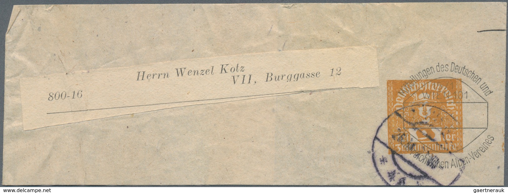 Österreich - Privatganzsachen: 1921 (26.2./15.10.), Zwei Streifbänder Mit Wertstempel 'Merkurkopf' 9 - Sonstige & Ohne Zuordnung