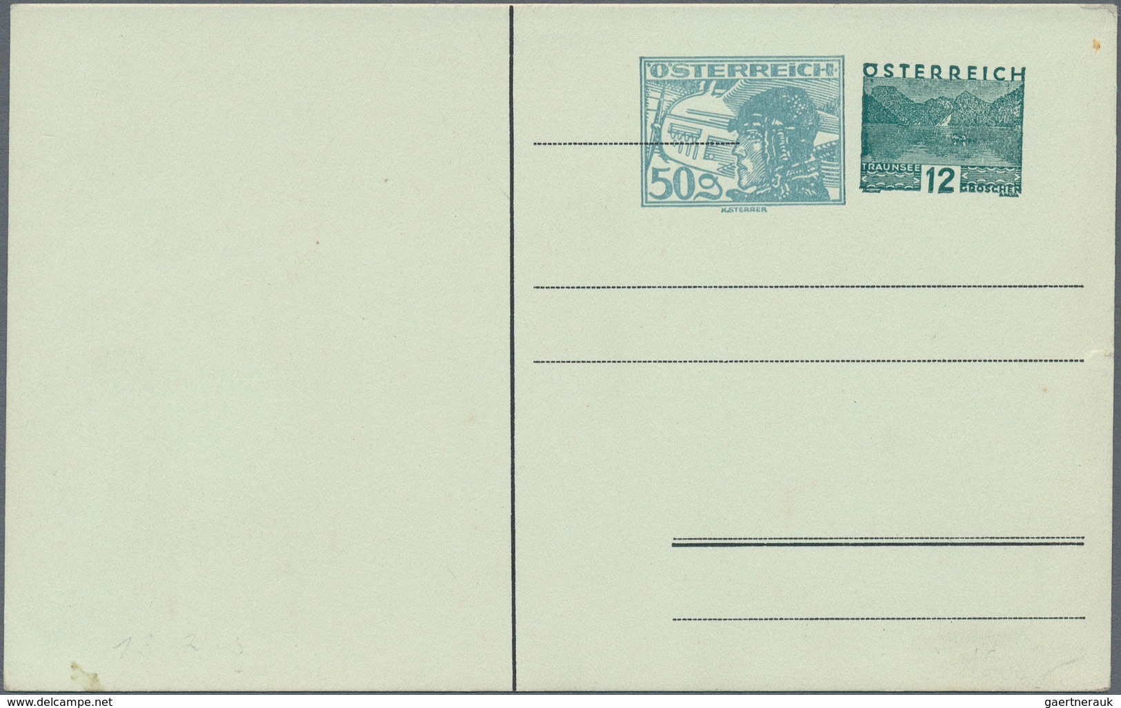 Österreich - Privatganzsachen: 1932 (ca.), Blanko-Postkarte Mit Zwei Wertstempeln Pilotenkopf 50 Gr. - Sonstige & Ohne Zuordnung