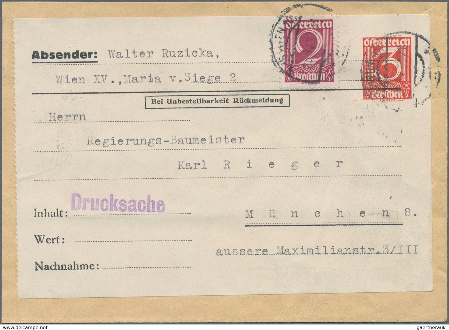 Österreich - Privatganzsachen: 1933 (25.4.), Adresszettel Mit Wertstempel 3 Gr. Ziffer Und Vordruck - Other & Unclassified