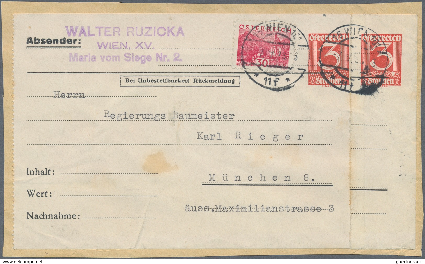Österreich - Privatganzsachen: 1933 (7.5.), Adresszettel Mit Wertstempel 3 Gr. Ziffer Und Vordruck S - Sonstige & Ohne Zuordnung