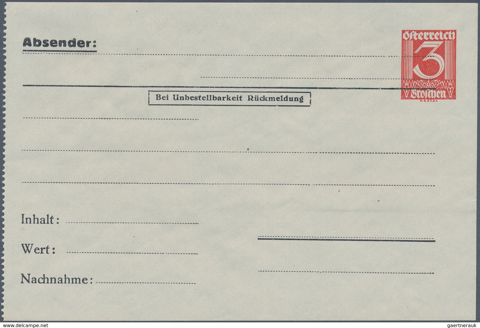 Österreich - Privatganzsachen: 1933 (ca.), Adresszettel Mit Wertstempel 3 Gr. Ziffer Und Vordruck, S - Sonstige & Ohne Zuordnung