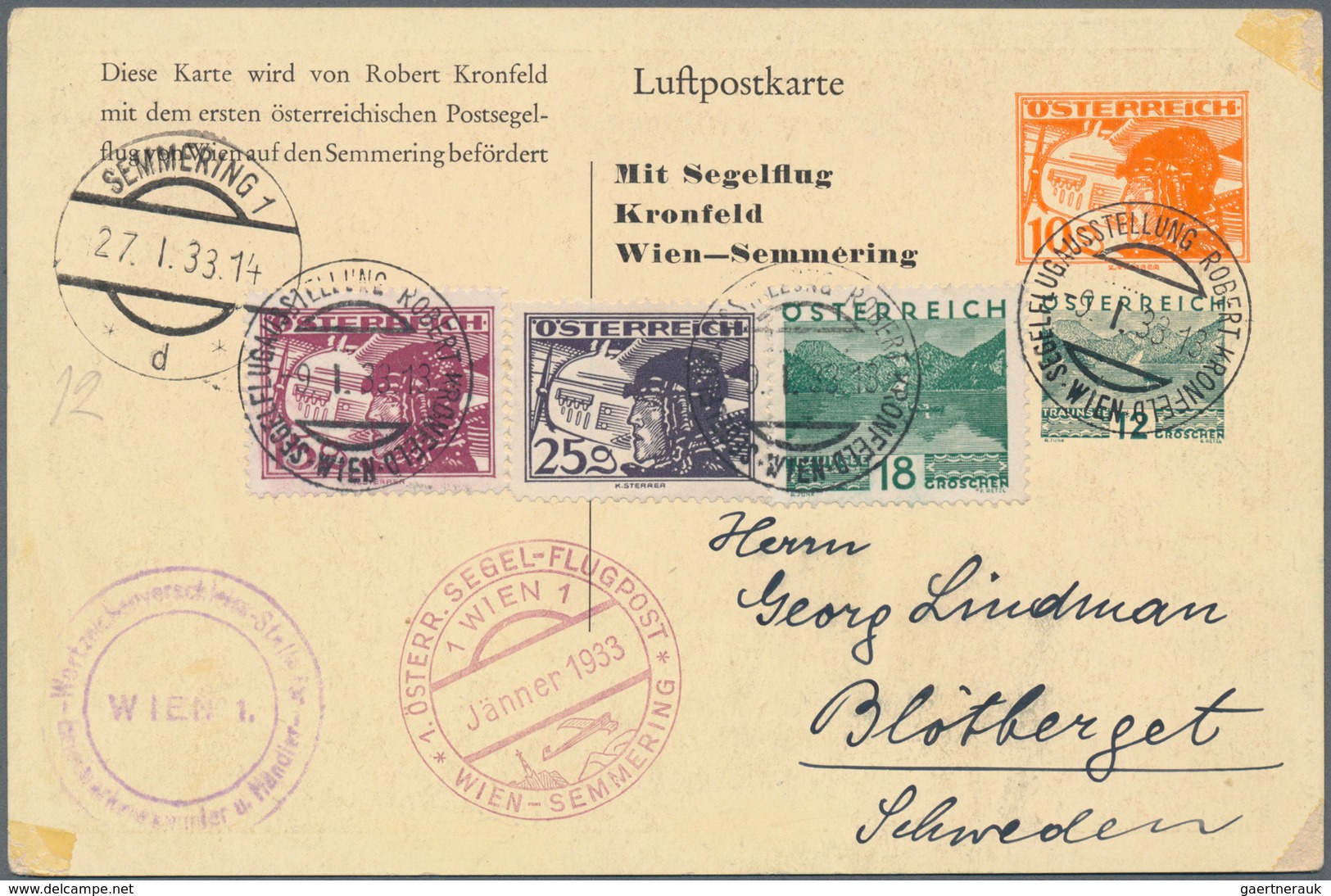 Österreich - Privatganzsachen: 1933/1937, fünf verschiedene Privat-Postkarten alle mit Wertstempel '