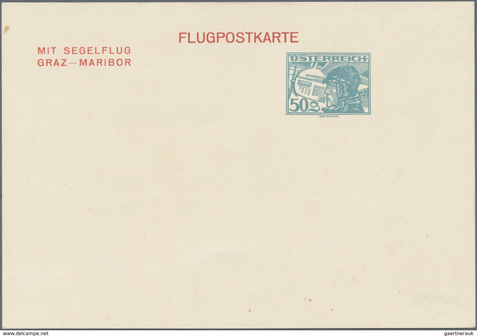 Österreich - Privatganzsachen: 1935 (ca.), Flugpostkarte Mit Wertstempel 50 Gr. Pilotenkopf Für Den - Other & Unclassified