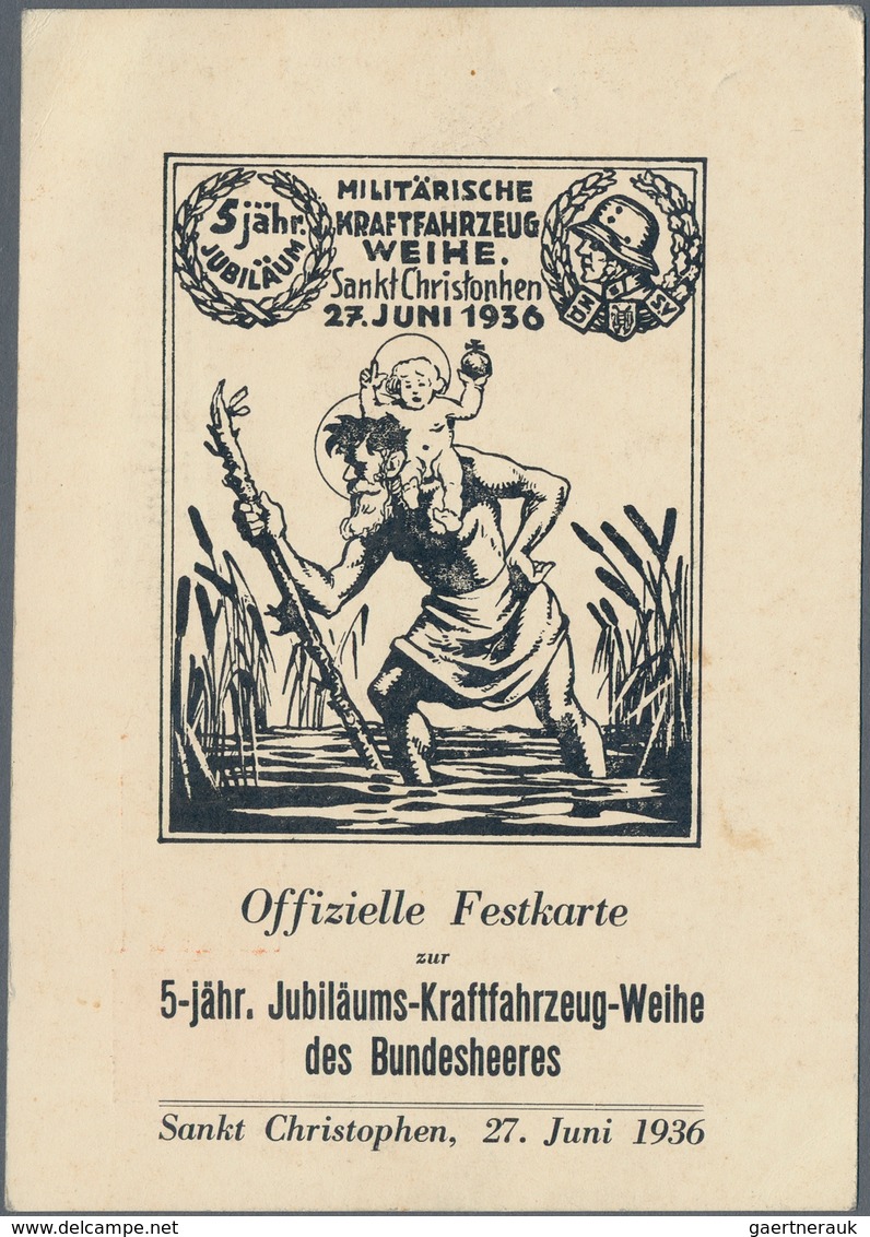 Österreich - Privatganzsachen: 1936, Offizielle Festkarte Mit Zwei Wertstempeln 10 Gr. Pilotenkopf + - Other & Unclassified