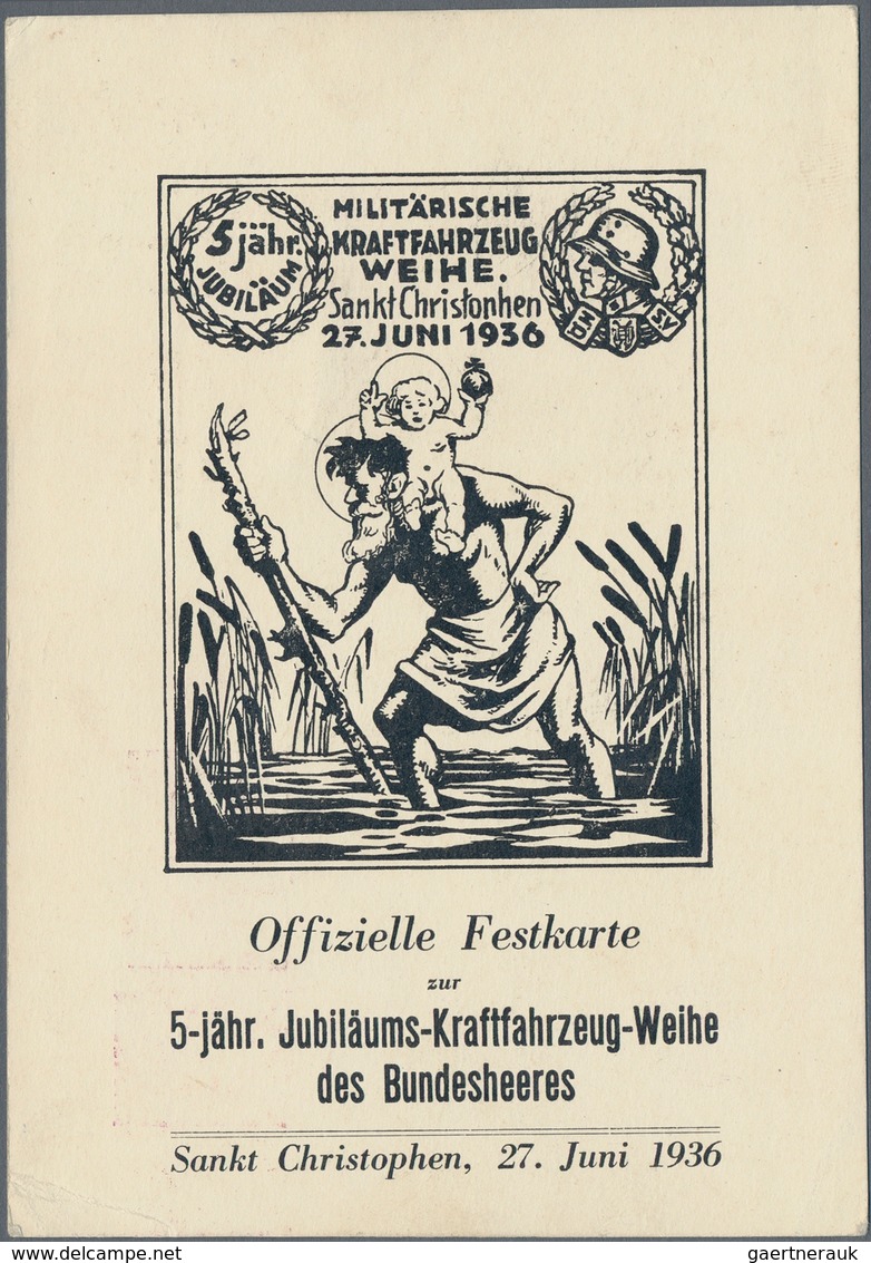 Österreich - Privatganzsachen: 1936, Offizielle Festkarte Mit Zwei Wertstempeln 15 Gr. Pilotenkopf + - Other & Unclassified