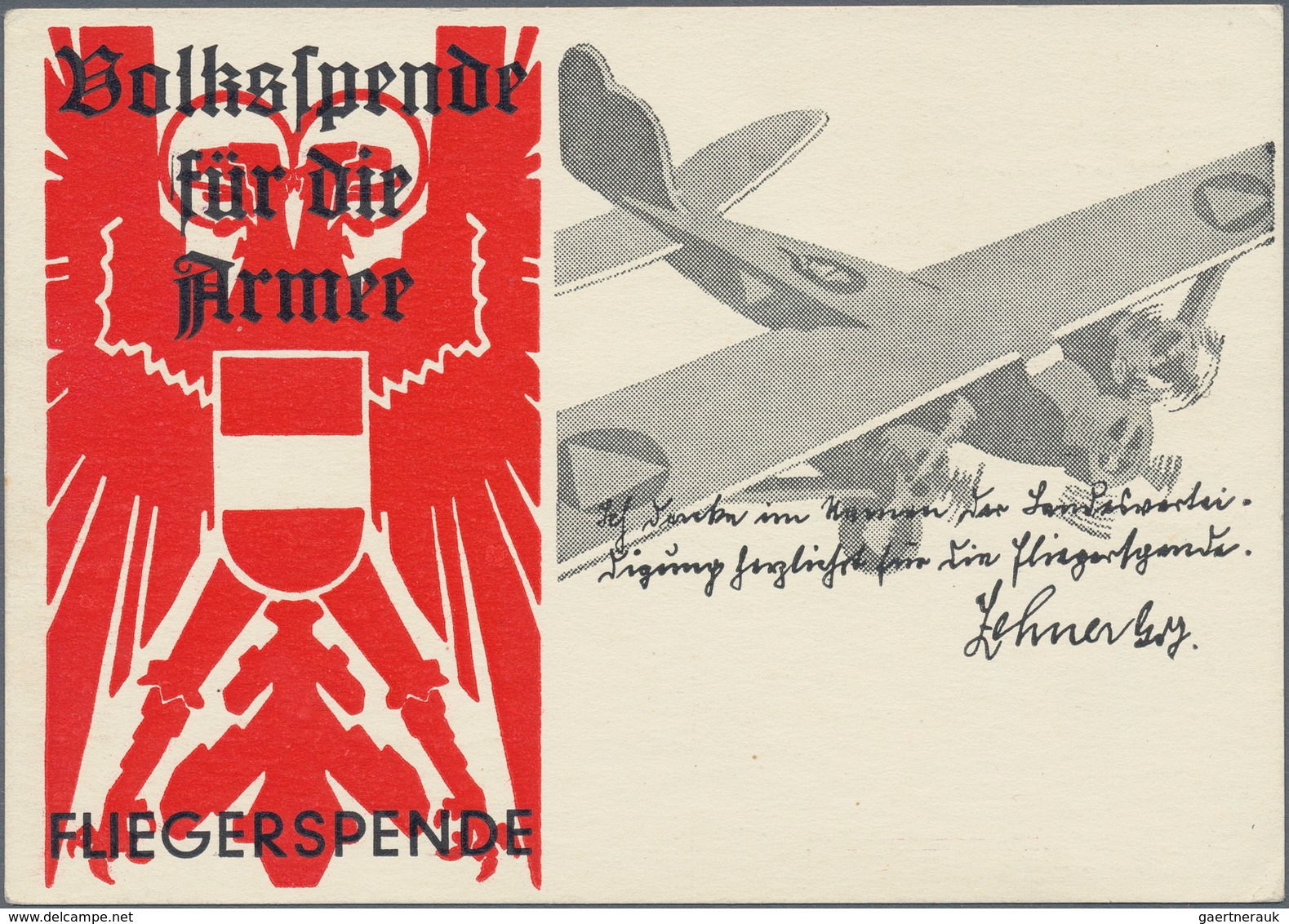 Österreich - Privatganzsachen: 1937, Fliegerspendenkarte Mit Zwei Wertstempeln 15 Gr. Pilotenkopf + - Sonstige & Ohne Zuordnung