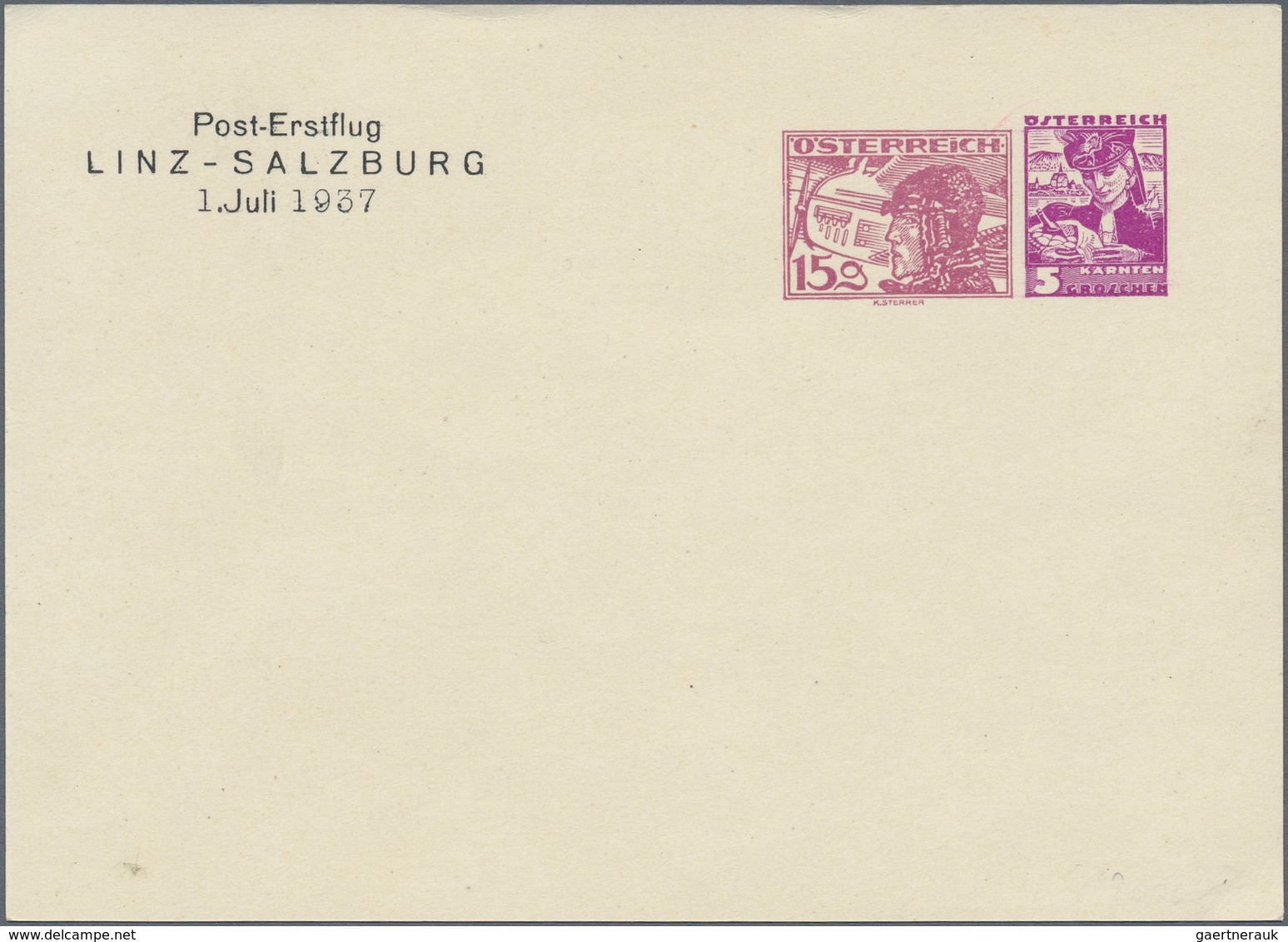 Österreich - Privatganzsachen: 1937, Blankokarte Mit Zwei Wertstempeln 15 Gr. Pilotenkopf + 5 Gr. Tr - Sonstige & Ohne Zuordnung