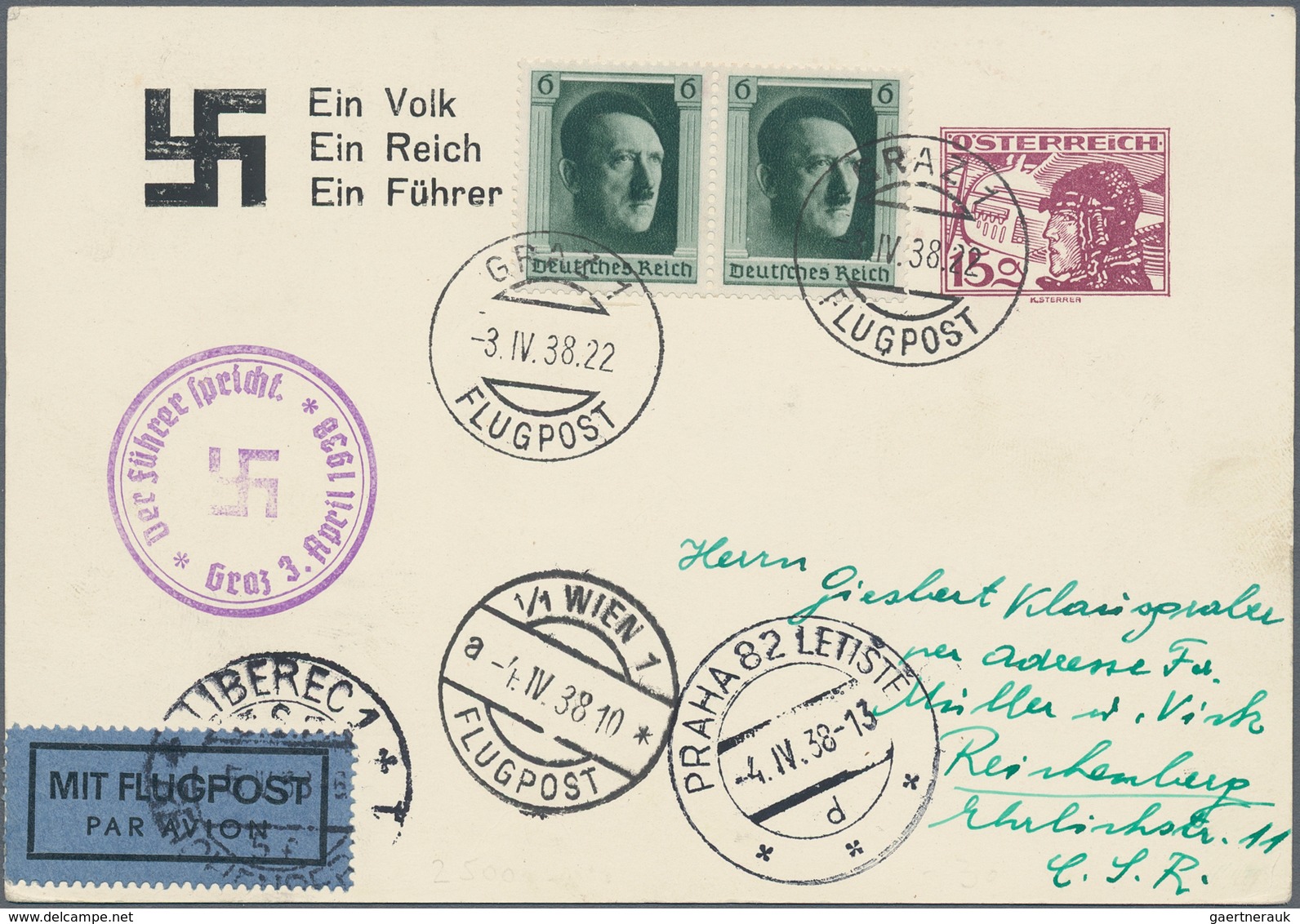 Österreich - Privatganzsachen: 1938 (3.4.), Postkarte Mit Wertstempel 15 Gr. Pilotenkopf Mit Zudruck - Sonstige & Ohne Zuordnung