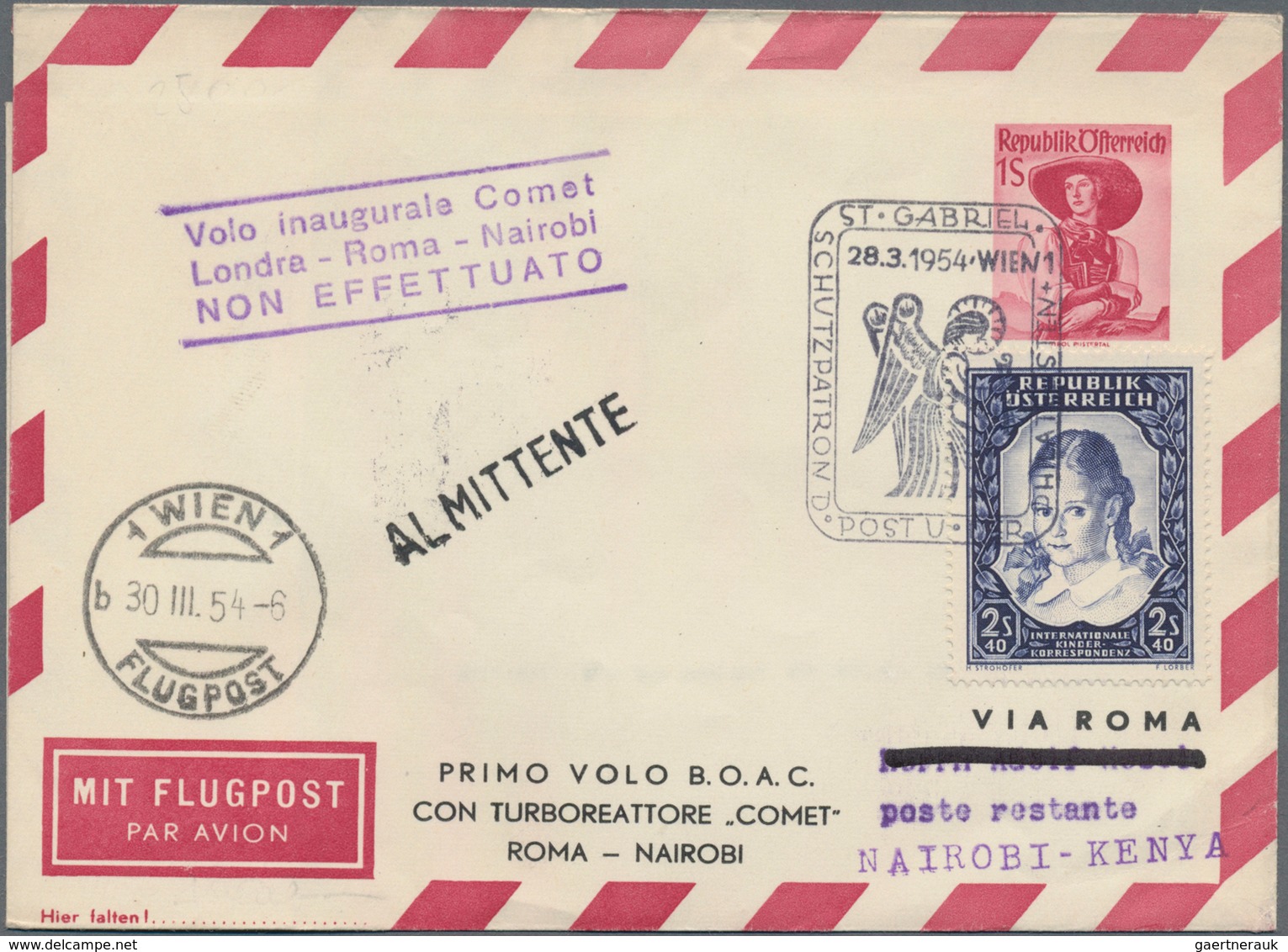 Österreich - Privatganzsachen: 1954 (28.3.), Privat-Luftpost-Faltbrief Trachten 1 S. Rot Mit Zudruck - Other & Unclassified