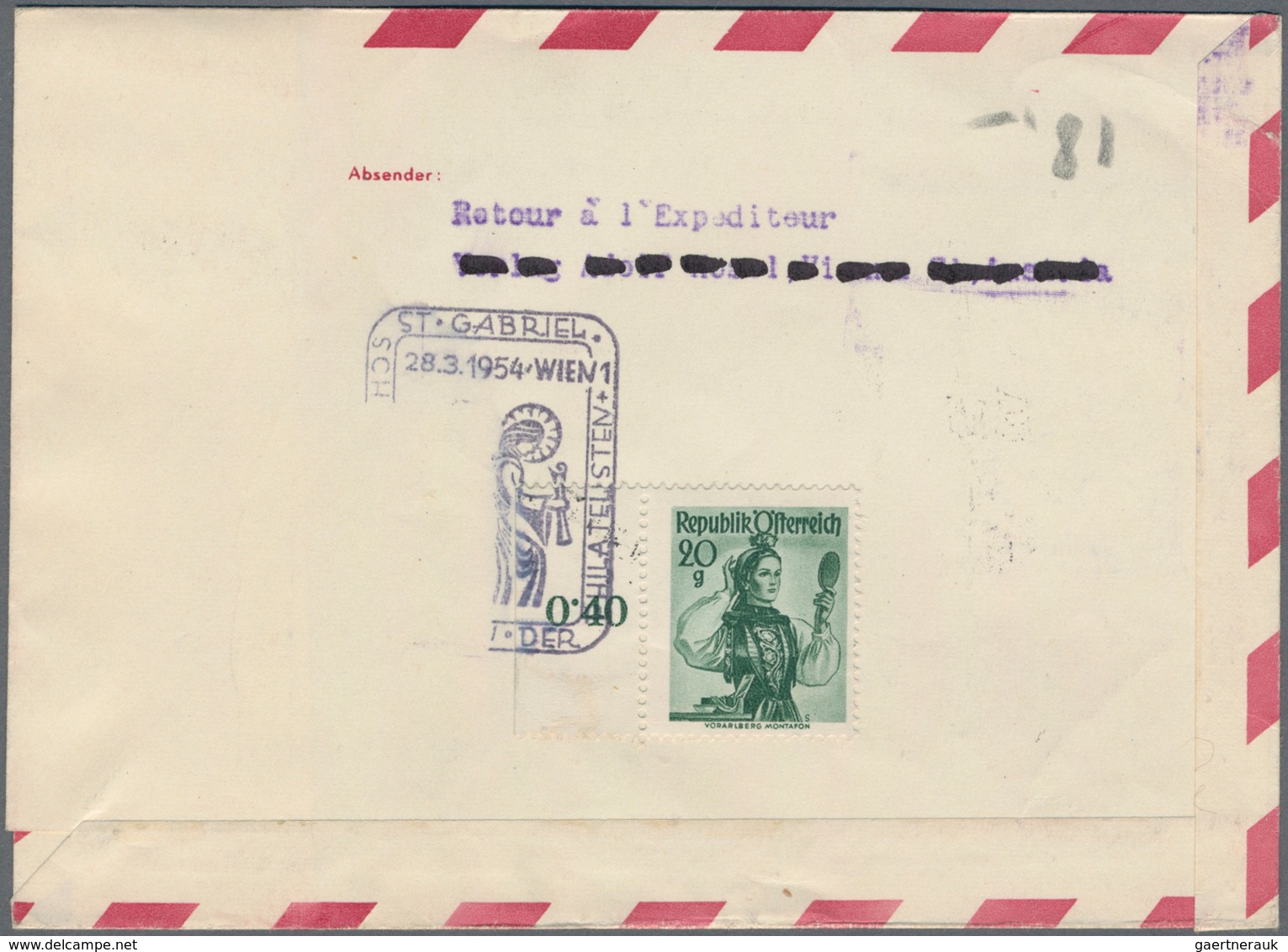 Österreich - Privatganzsachen: 1954 (28.3.), Privat-Luftpost-Faltbrief Trachten 1 S. Rot Mit Zudruck - Other & Unclassified