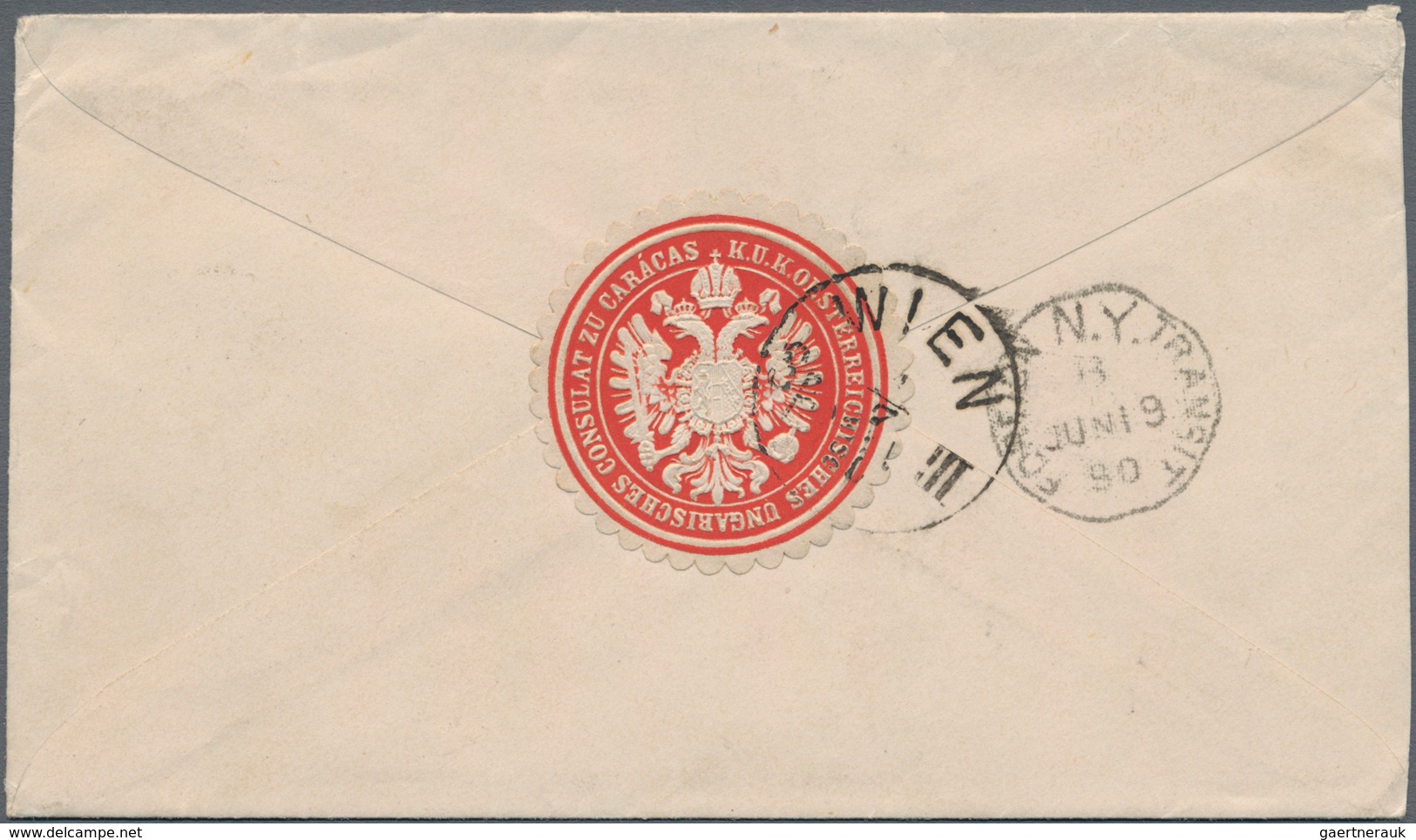 Österreich - Besonderheiten: 1890, "K.U.K. ÖSTERR. UNGAR. CONSULAT ZU CARACAS" Rot-weißes-Papiersieg - Other & Unclassified