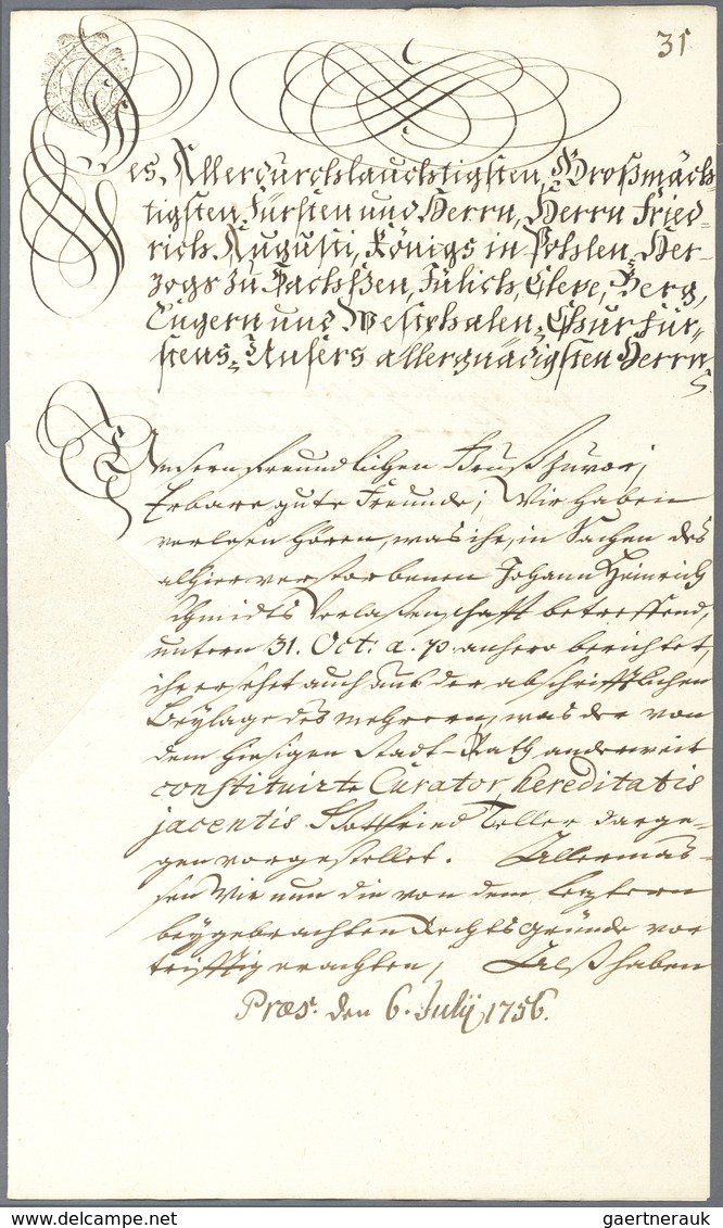 Polen - Vorphilatelie: 1756. Letter From Friedrich Augustus, King Of Poland And Duke Of Saxony. With - ...-1860 Vorphilatelie