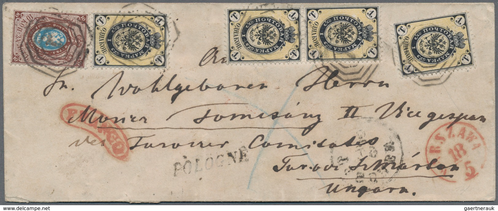 Polen - Russische Periode: 1865/1870 (ca.), 1kop. Black/yellow (4) And 10kop. Brown/blue, Attractive - Andere & Zonder Classificatie